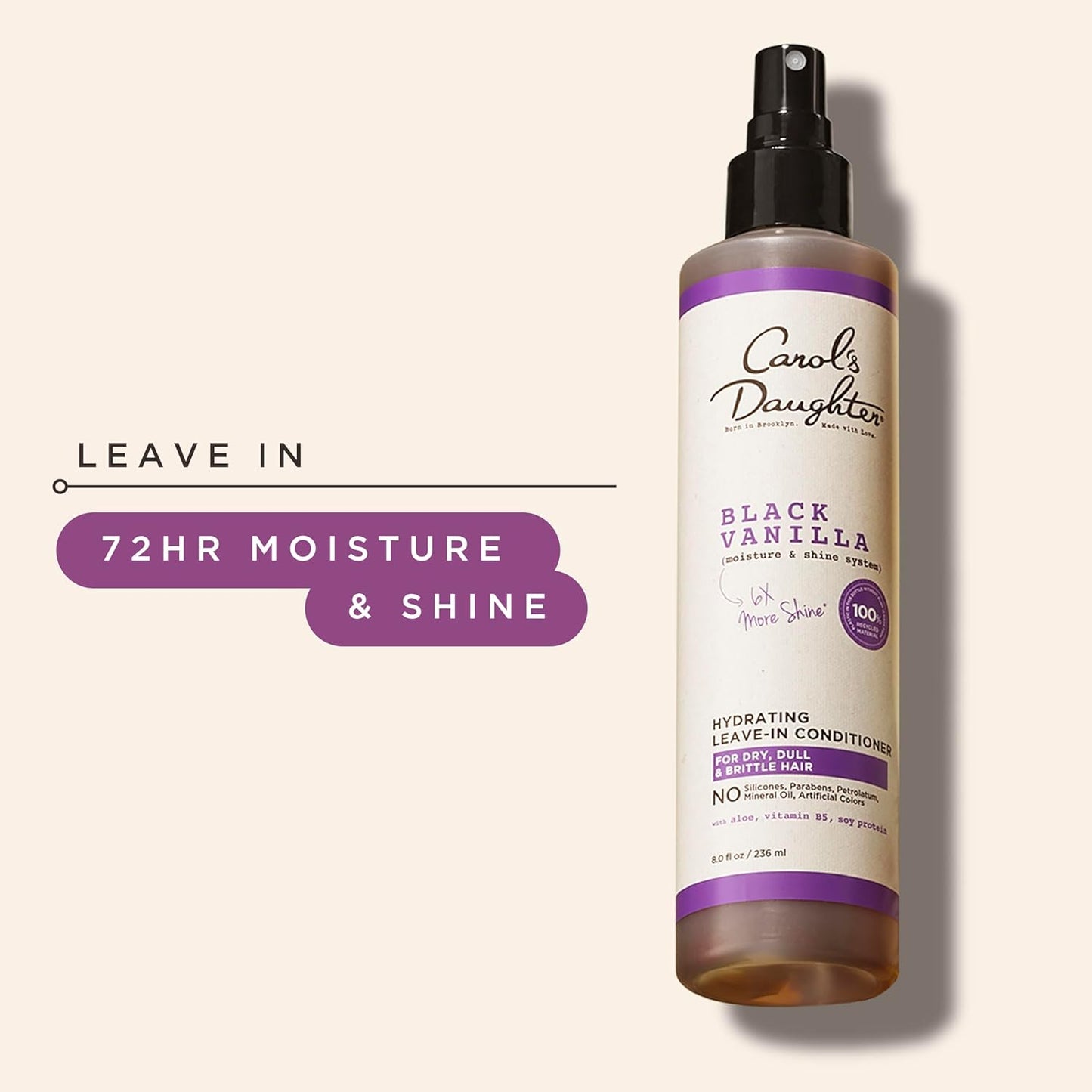 Carol's Daughter Black Vanilla Leave In Conditioner for Curly, Wavy or Natural Hair, Moisturizing Hair Care for Dry, Dull or Brittle Split Ends, 8 Fl Oz