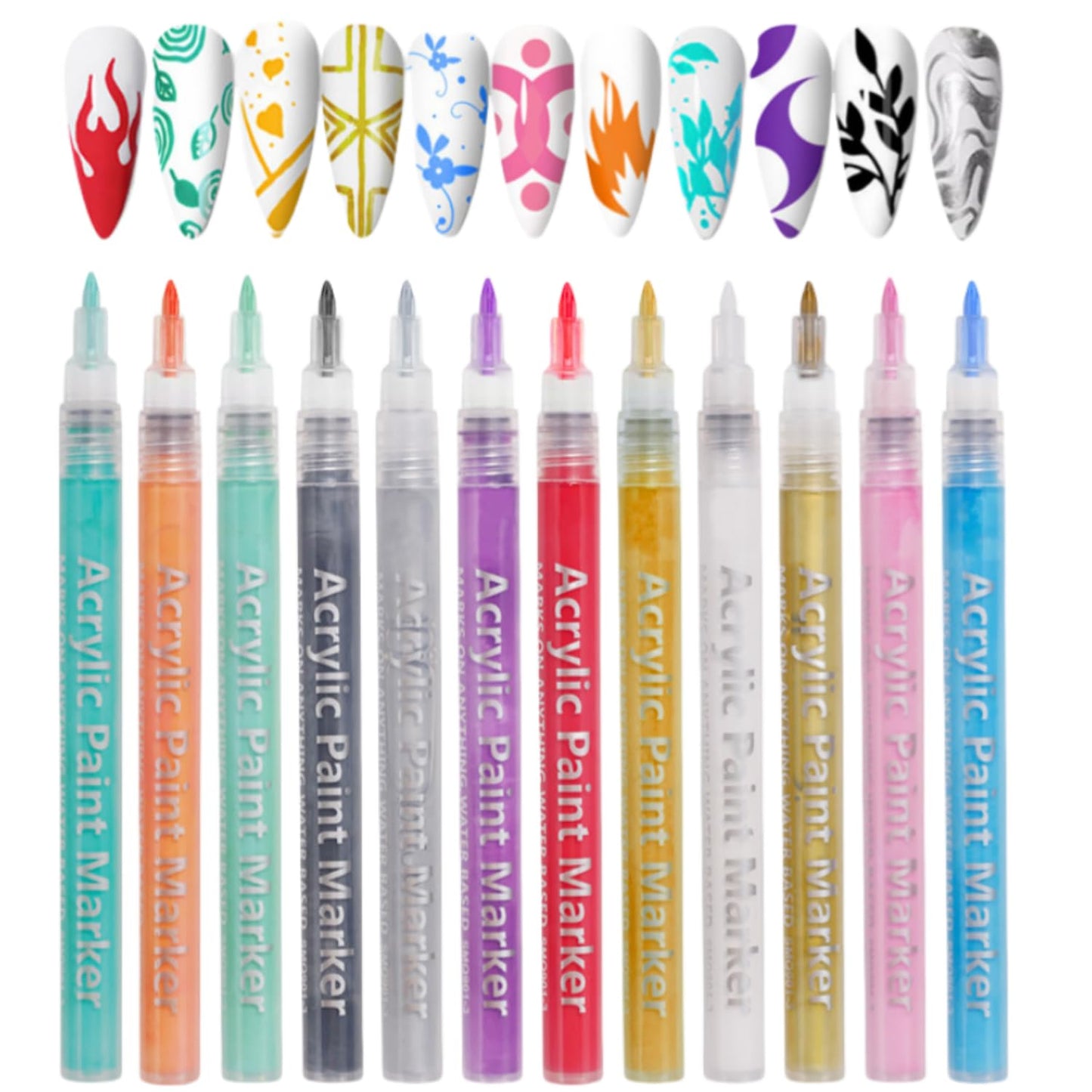 6 black and 6 White Nail Polish Pens Set, Nail Art Pen, Nail Pencil, DIY Drawing Painting Pen, for Nails DIY (6 black+6 White)
