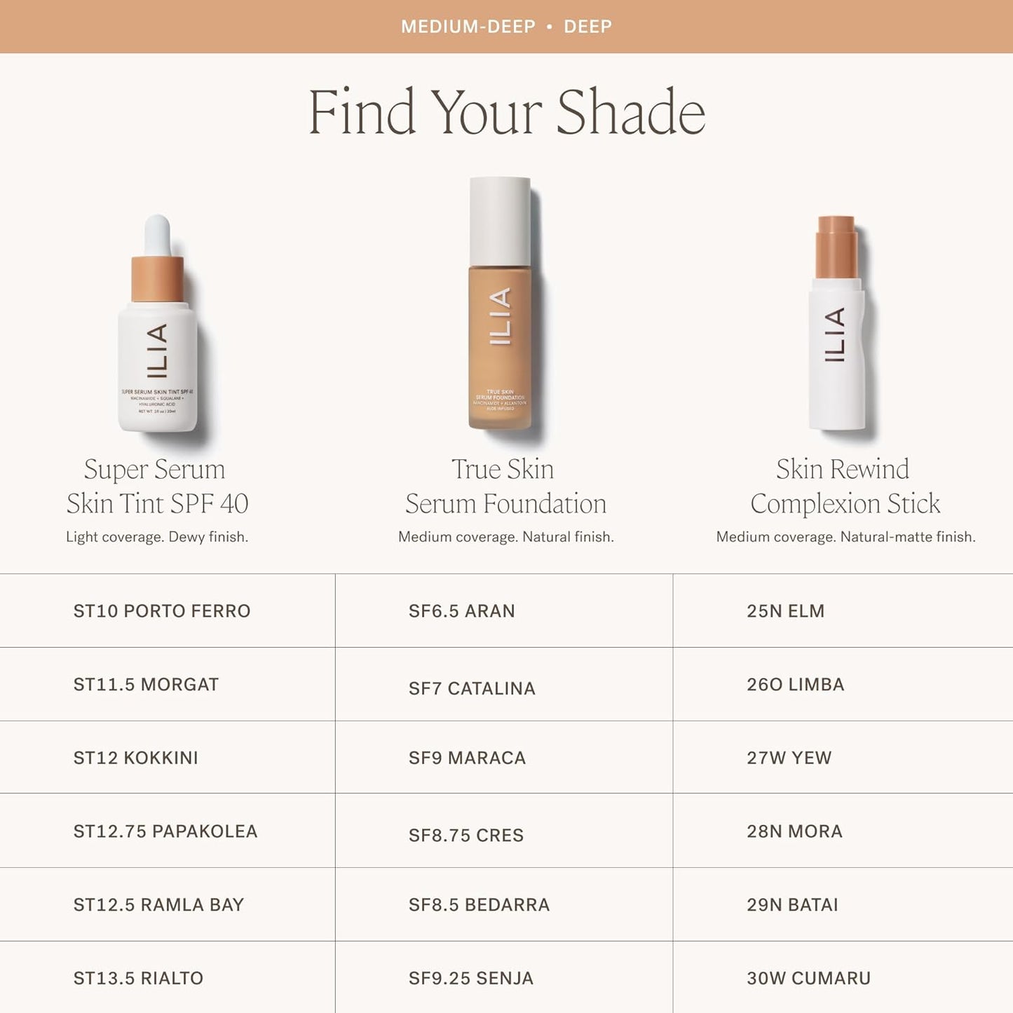 ILIA - Skin Rewind Complexion Stick - Foundation + Concealer + Skincare | Non-Toxic, Vegan, Cruelty-Free, Clean Makeup (30W - Cumaru, 0.35 oz | 10 g)