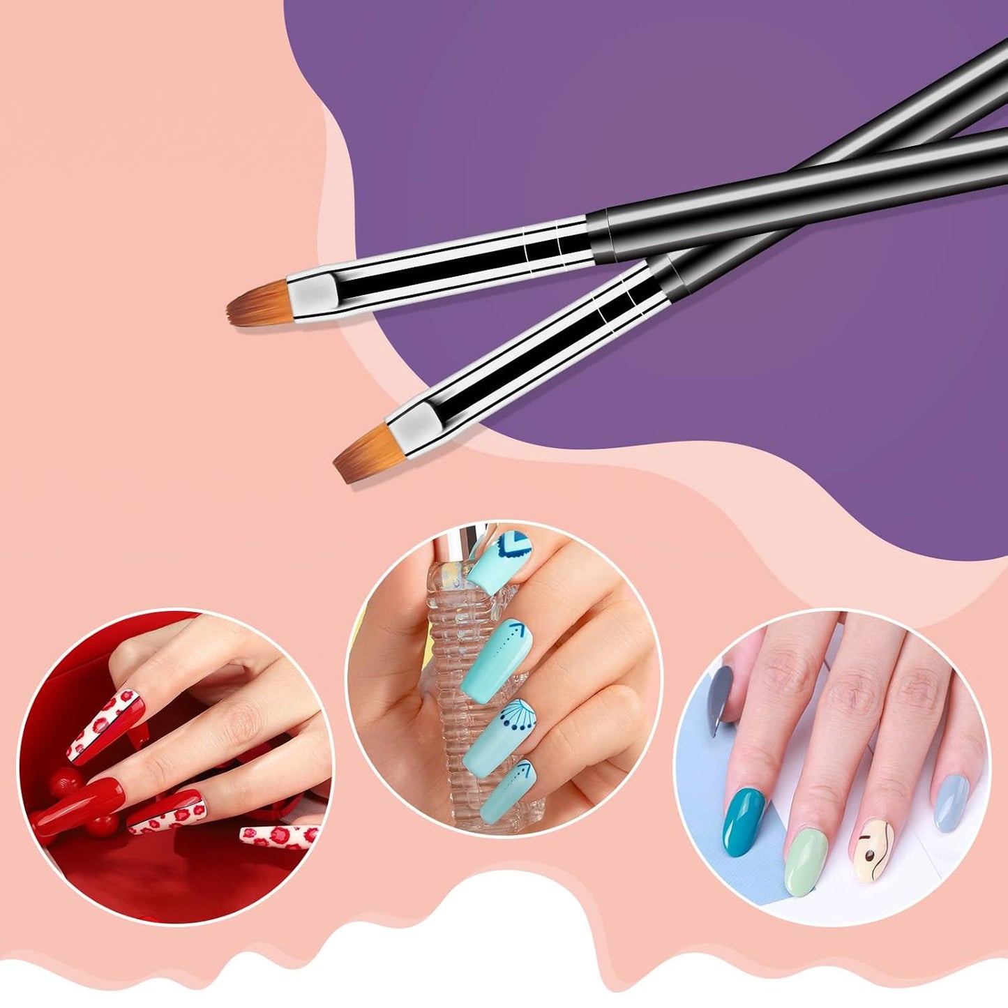 Artdone Nail Dotting Tools 6PCS Double-ended Nail Art Brushes Kit Nail Art Gel Polish Liner Brushes Design Pen For Nail Drawing And Nail Paint Brushes Small Detail Brushes