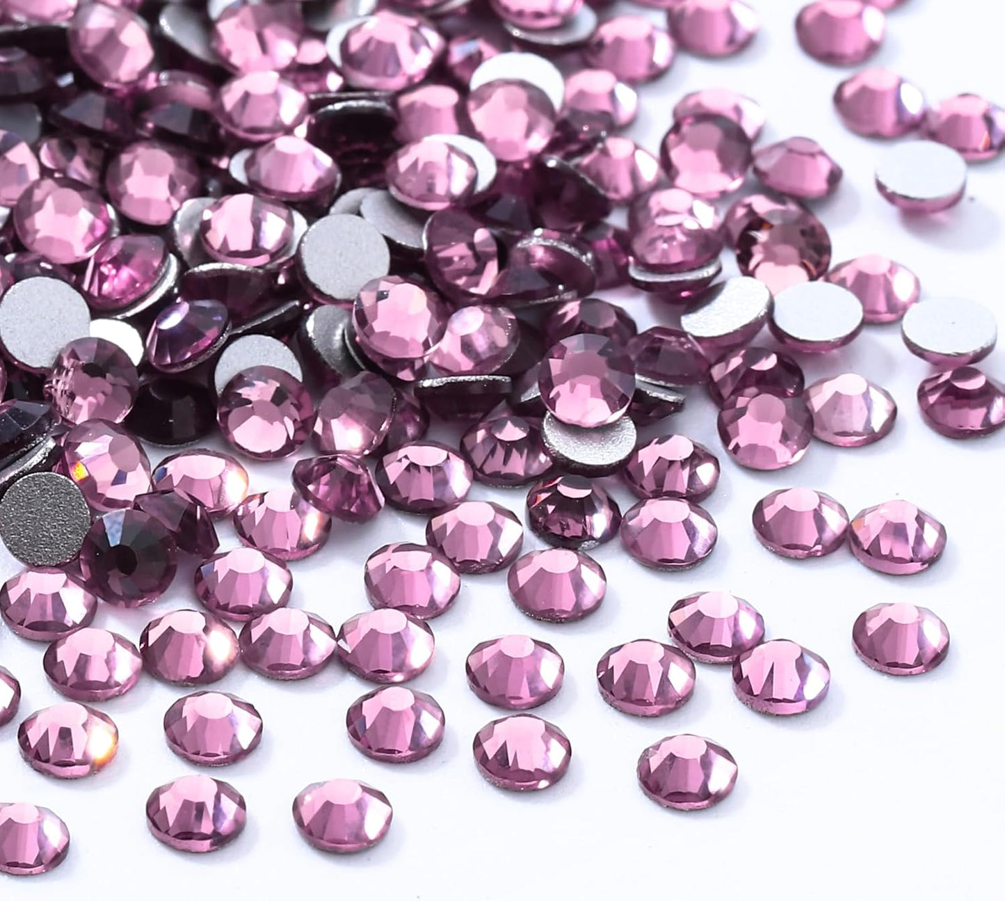 Light Amethyst Flatback Rhinestones, Glass Rhinestones for Nail Art and Craft, Glue Fix, Loose Crystal Gemstones(Lt.Amethyst, SS4, 1440pcs, 1.5-1.7mm)