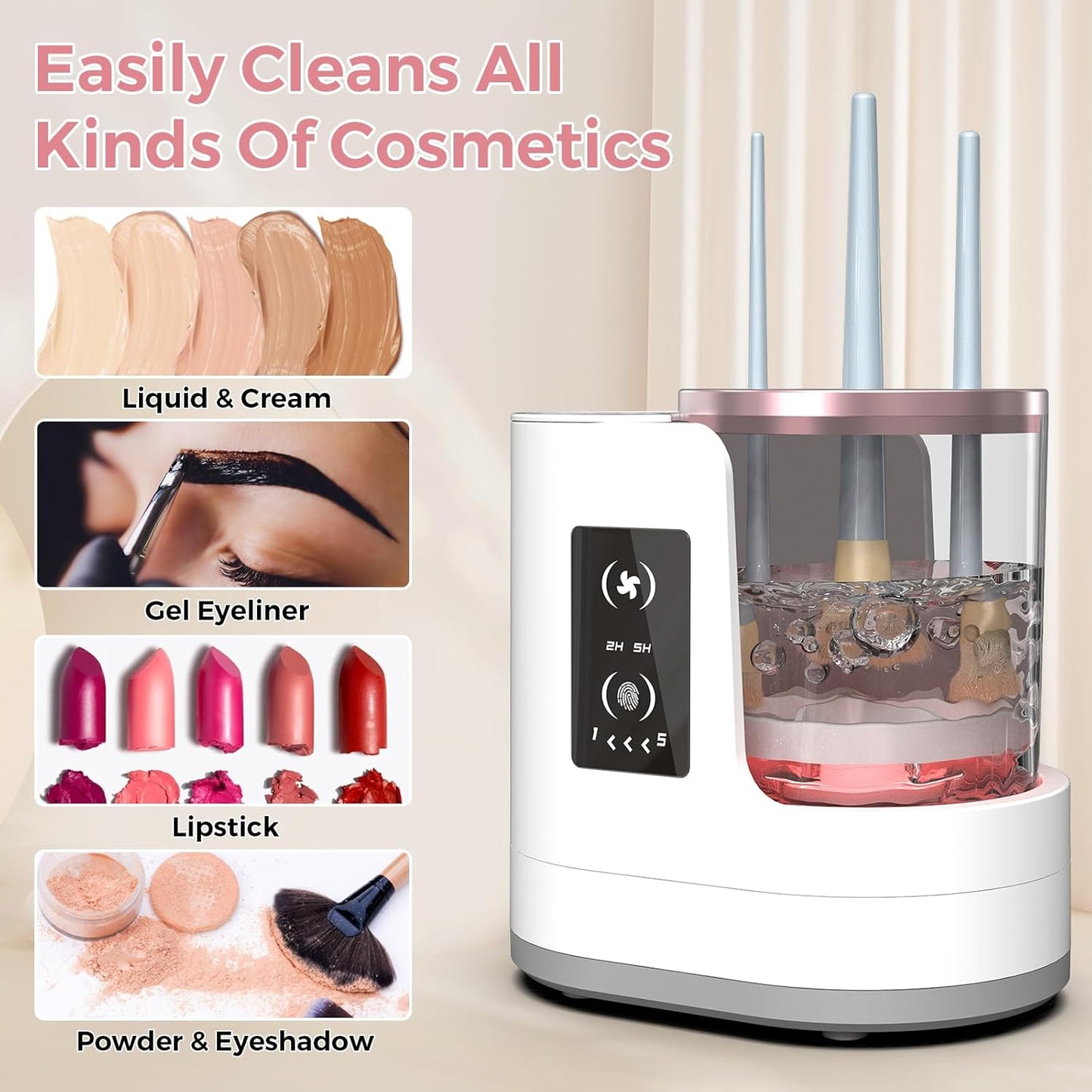 THEMARS 3 IN 1 Electric Makeup Brush Cleaner Machine With Dryer, USB Portable Automatic Cosmetic Brushes Cleaner
