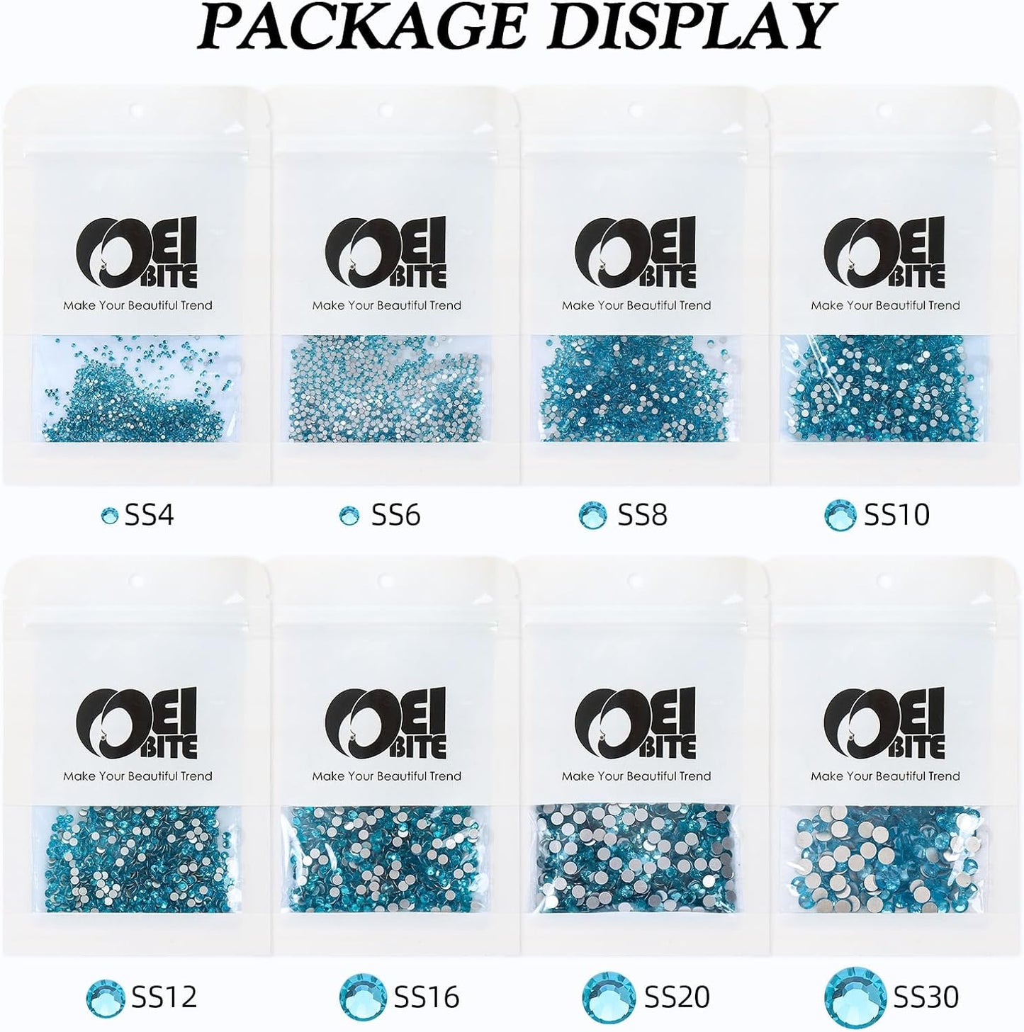 Aquamarine Flatback Rhinestones, Glass Rhinestones for Nail Art and Craft, Glue Fix, Loose Crystal Gemstones(Aquamarine, SS4, 1440pcs, 1.5-1.7mm)