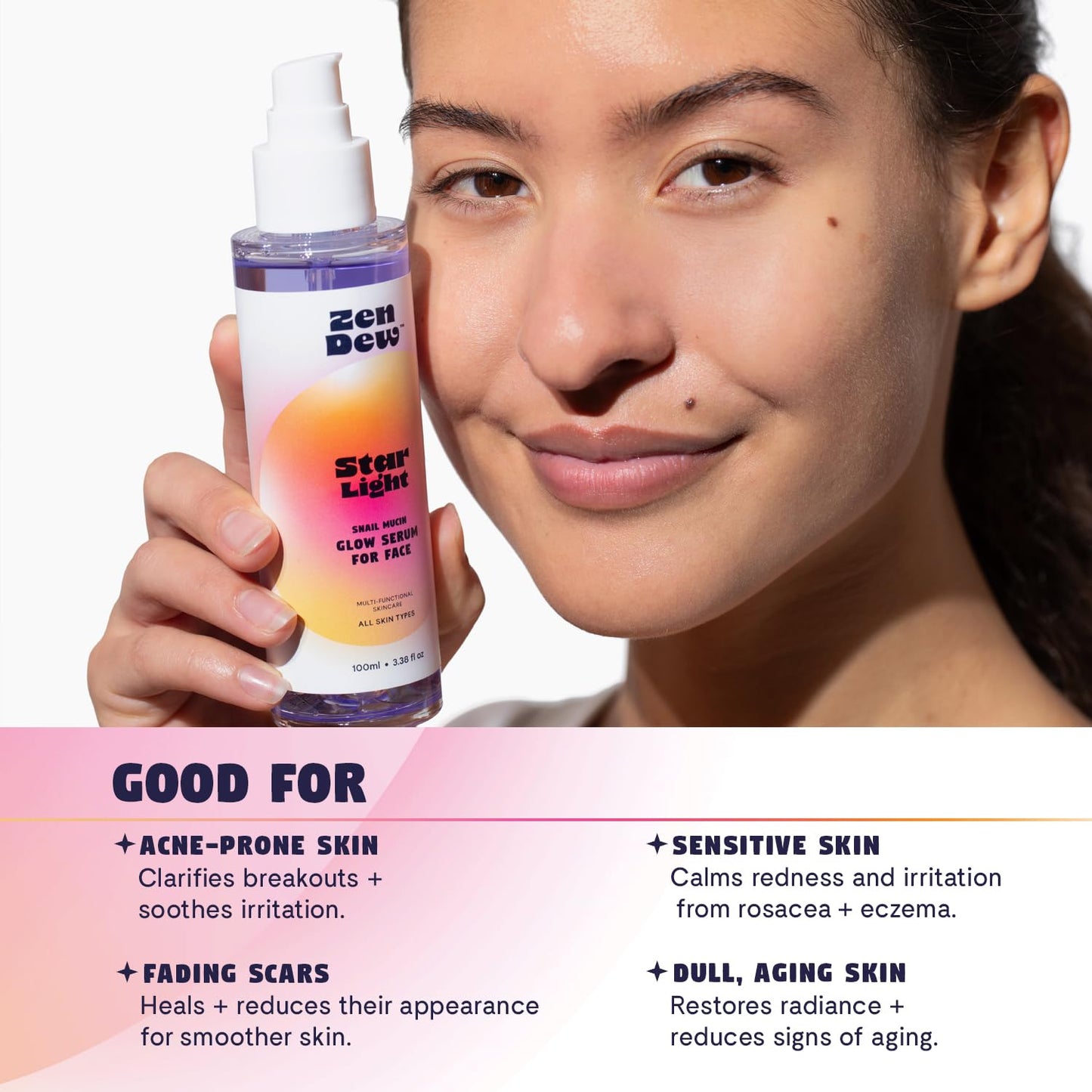 Star Light Snail Mucin Face Serum with Blue Light Skin Defense, 3.38 Oz – Silky Smooth Korean Glow Serum that Restores Moisture and Leaves Skin Brighter, Plumper, Soothed and Smooth