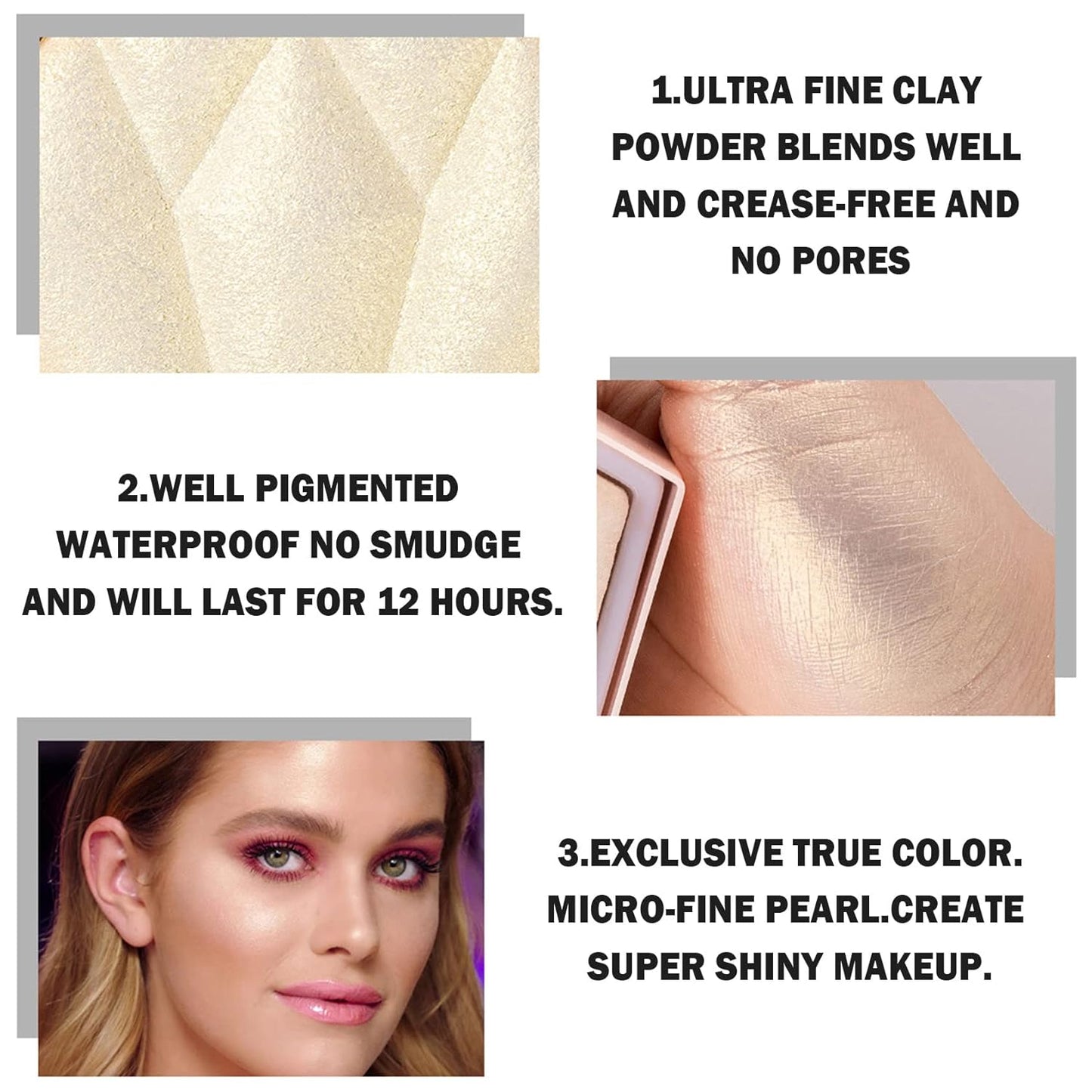 Face Glitter Highlighter Makeup Palette Shimmer Contour Powder Waterproof Long-Lasting,Brightens Face Complexion Contour Illuminator Highlighters Blush Powder Makeup Palette-05 Mermaid Color