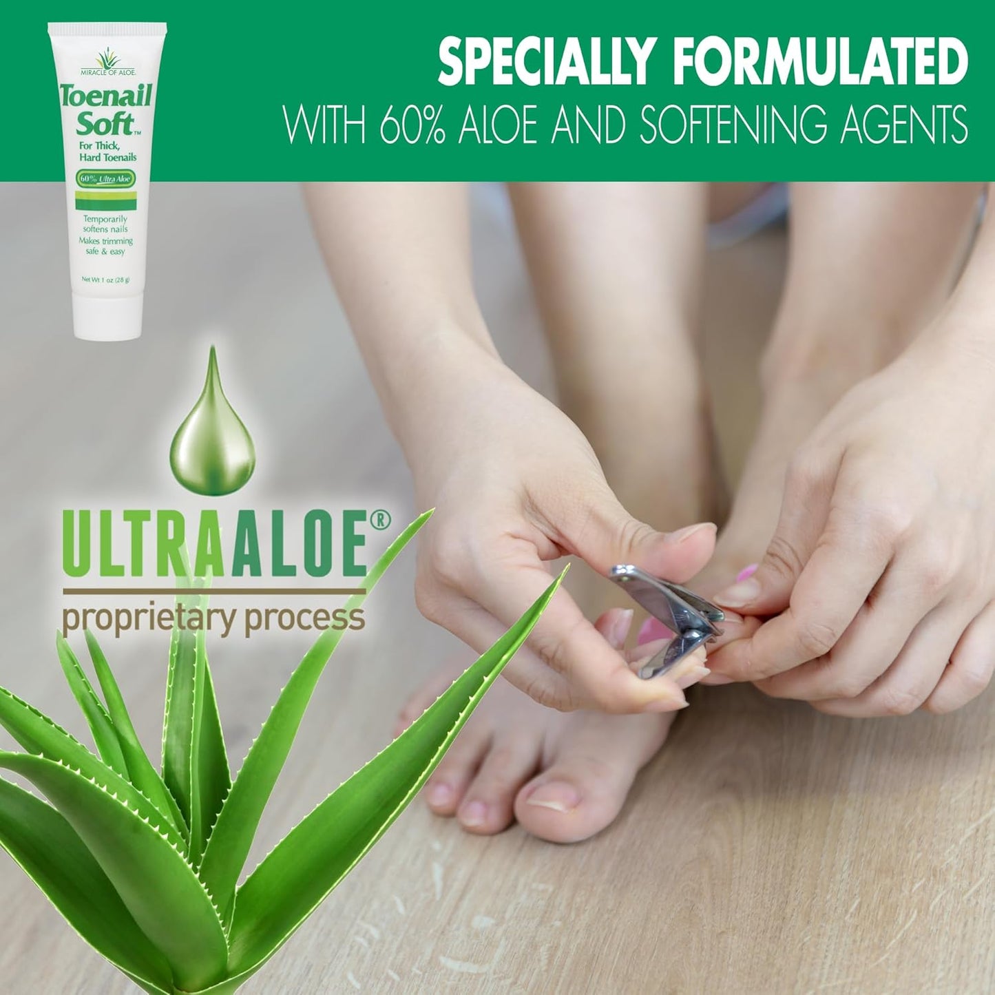Toenail Softener for Thick Hard Toenails - Safe for Seniors & All Ages - Fast-Acting Toenail Softening Cream - Ingrown Toenail Treatment - Non Greasy Nail Cream Formulated with Natural Aloe Vera, 1 oz