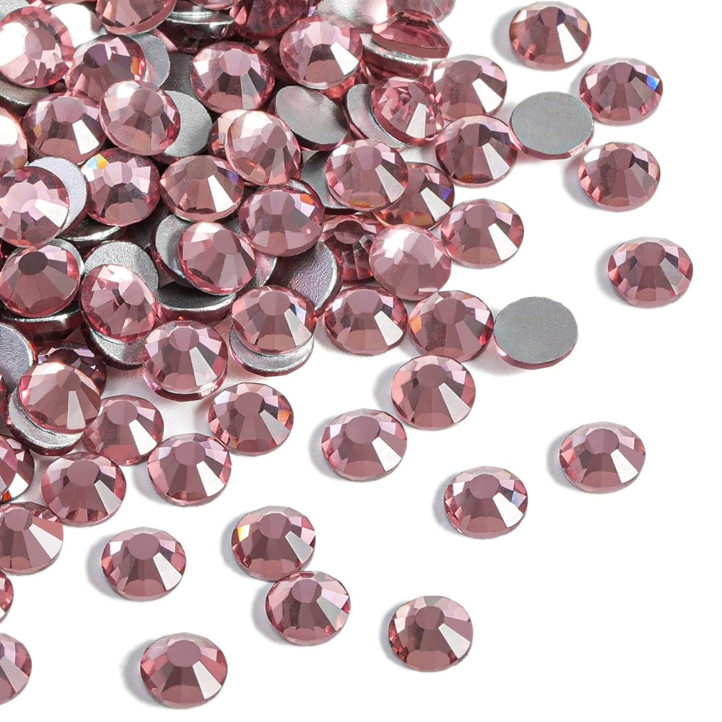 beadsland Flat Back Crystal Rhinestones Round Gems for Nail Art and Craft Glue Fix,Light Purple (3.8-4.0mm) SS16/1440pcs