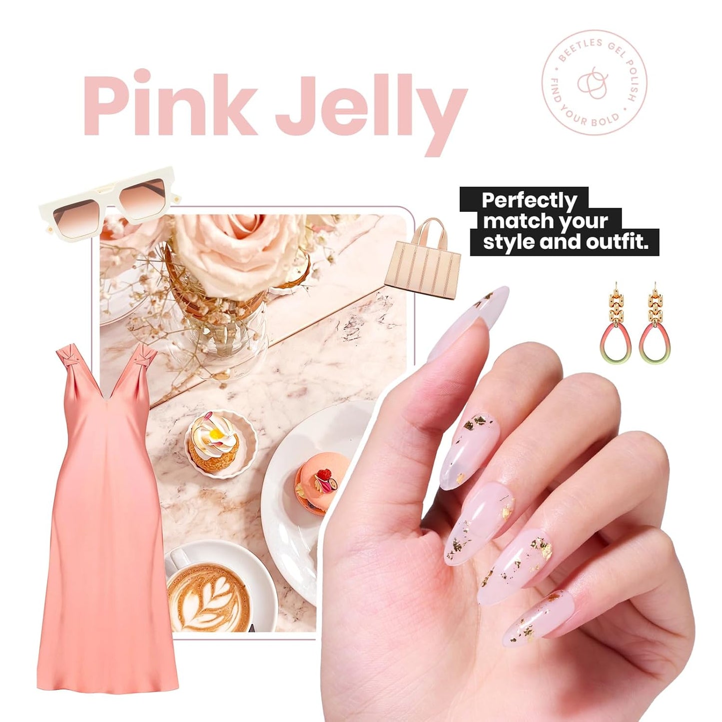 Beetles Nail Polish - Light Pink Natural Nail Polish Natural Nail Concealer Fast Dry Quick Nail Strengthener and Growth Treatment for Thin and Damaged Nails,0.51 FL OZ