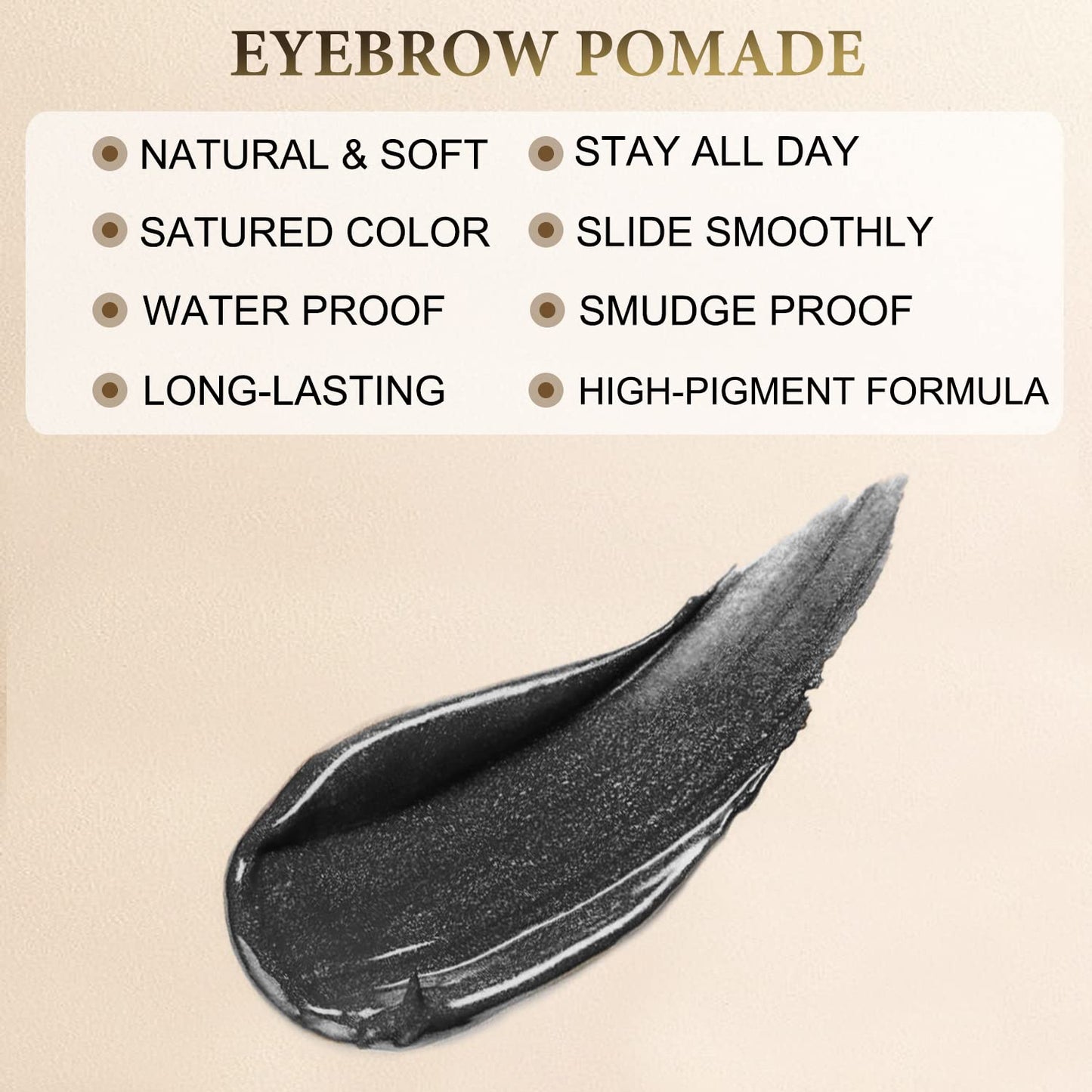 LAVONE Eyebrow Stamp Stencil Kit - Brow Stamp Trio with Waterproof Pencil, Pomade, 20 Stencils, Dual-ended Brush and Sponge Applicator - Dark Black