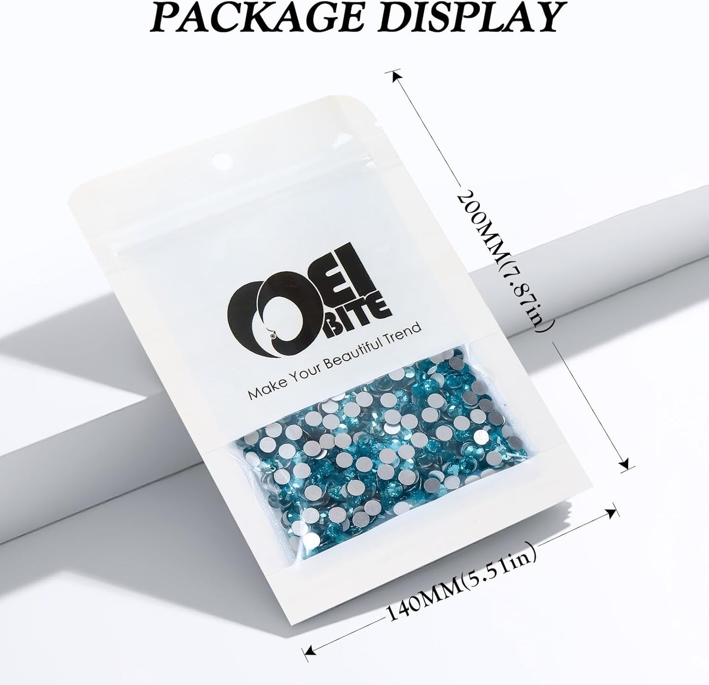 Aquamarine Flatback Rhinestones, Glass Rhinestones for Nail Art and Craft, Glue Fix, Loose Crystal Gemstones(Aquamarine, SS20, 2880pcs, 4.6-4.8mm)