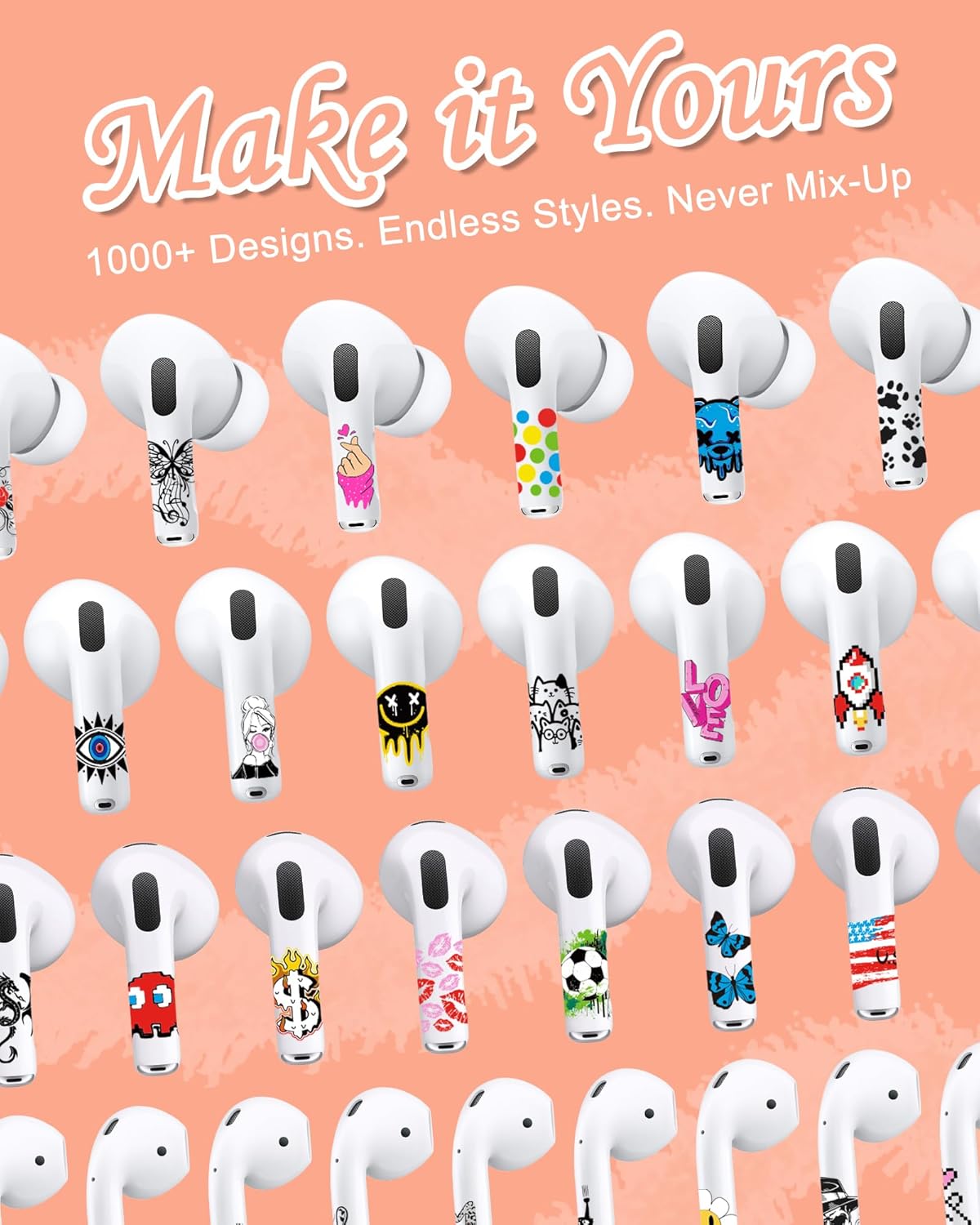 ROCKMAX for AirPods Pro 2 Skin Accessories, Heart Gesture Sticker Wrap for AirPods, Unique Gifts for Women and Girls, Customized Tattoos Compatible to AirPods Pro 2nd Generation Case Cover