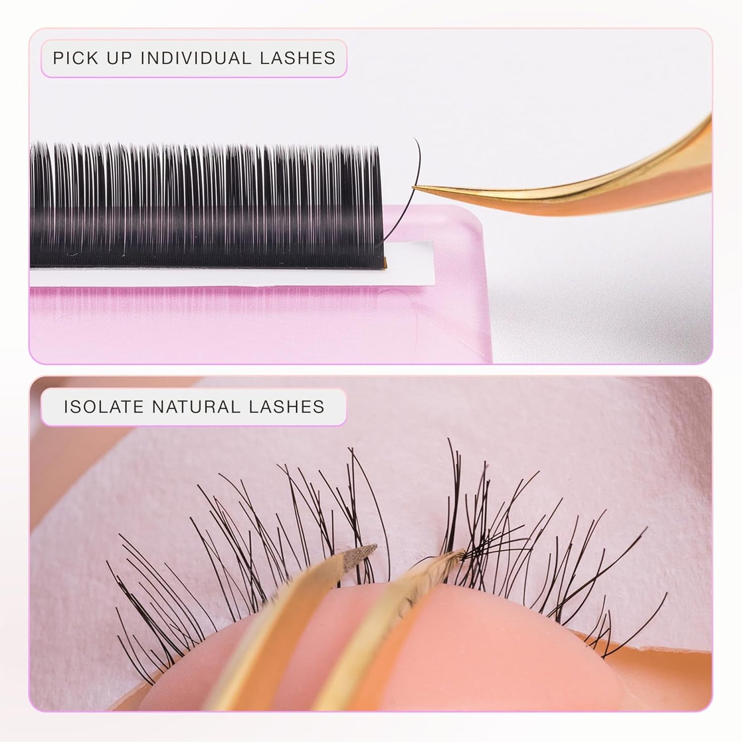 Curacoro Lash Tweezer - Professional & Precision Fiber Tip Grip Lash Tweezers for Eyelash Extensions, Multi Shapes & Purposes Tweezers for Volume, Isolation & Classic Lashes (Gold, Girl Boss)
