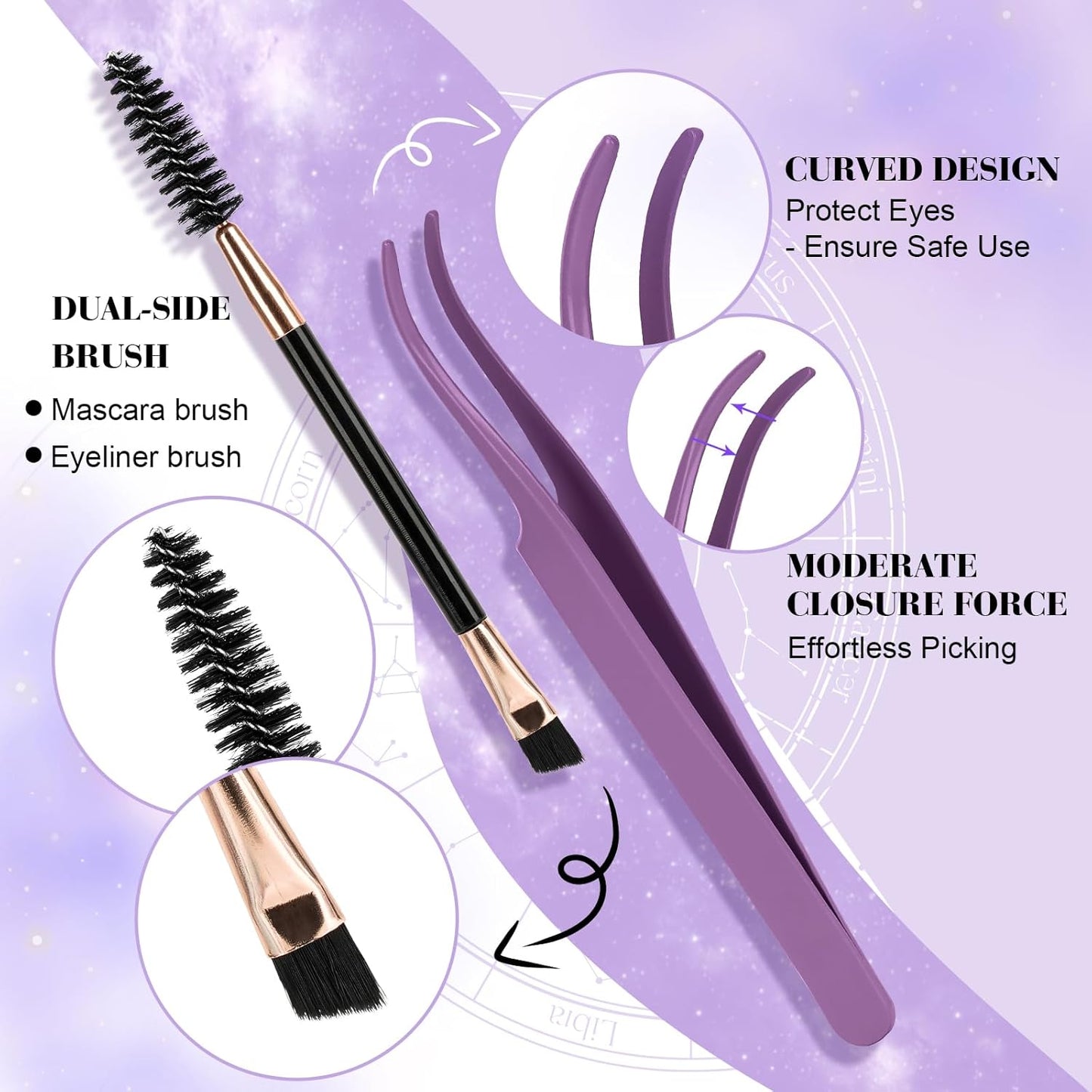 B&Qaugen Lash Clusters 156PCS Lash Clusters Kit B01+B02+B19 DIY Lash Extension Kit Eyelash Extension Kit 8-18mm Wispy Lashes Clusters with Lash Bond & Seal Lash Applicator Tool for DIY (Andromeda)
