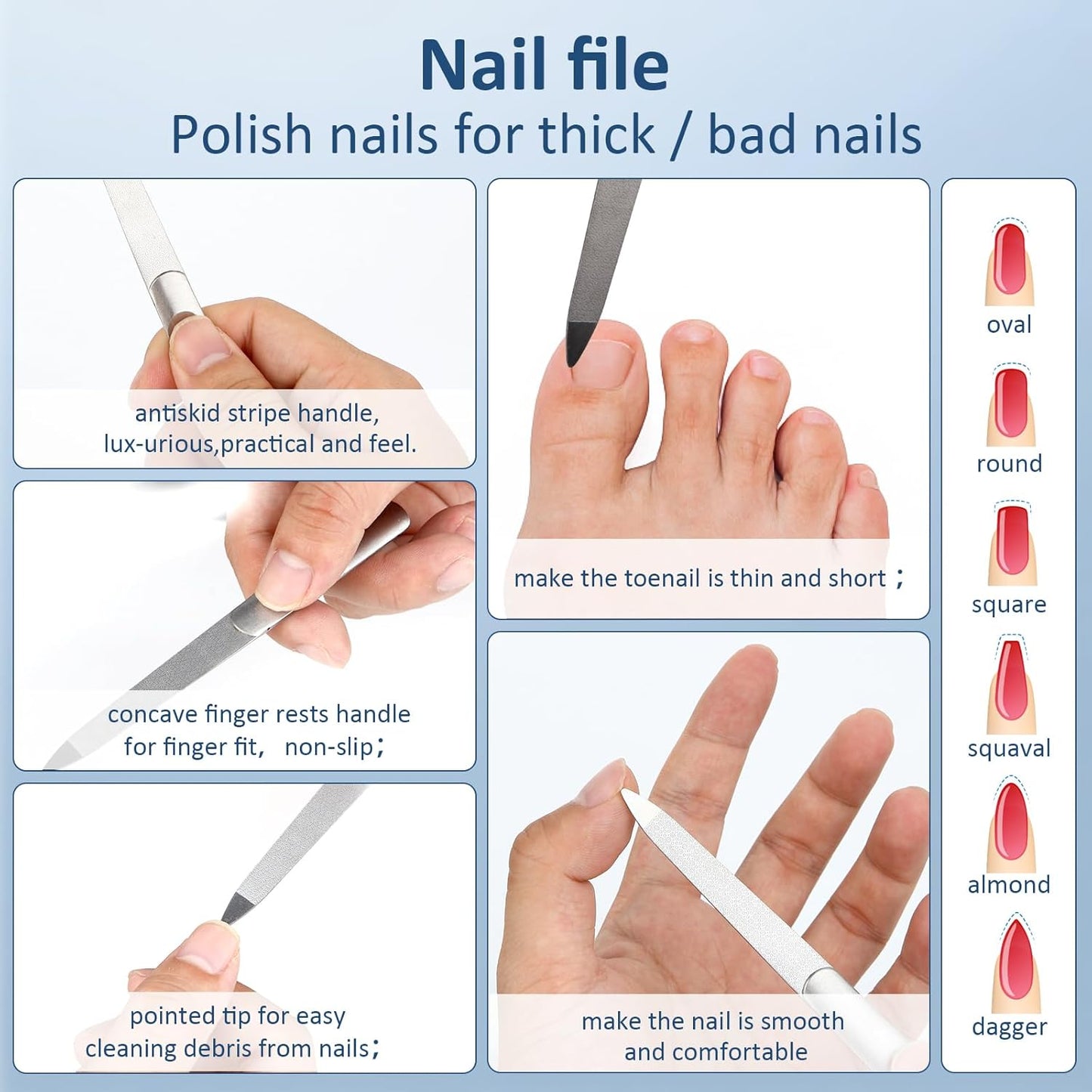 3PCS Cuticle Pusher and Gel Polish Remover Set with Nail Files, Salon Quality Metal Acetone Gel Nail Polish Peeler Scraper Durable Professional Manicure Pedicure Cleaner Tool For Fingernail Toenail