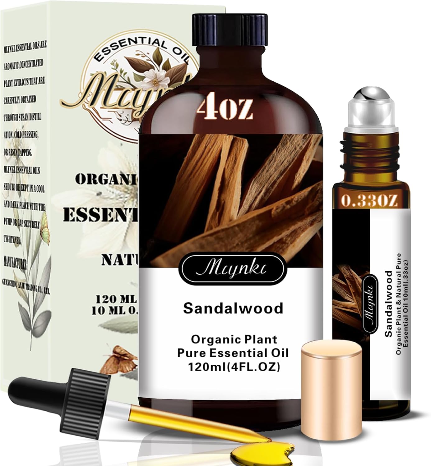 Sandalwood Fragrance Oil-Sandalwood Essential Oil 4.33oz (130ml)-100% Pure Natural Scent for Diffusers, Candles, Soap Making & Aromatherapy-Relaxing Home & Gift Essential Oil for Bath, Massage