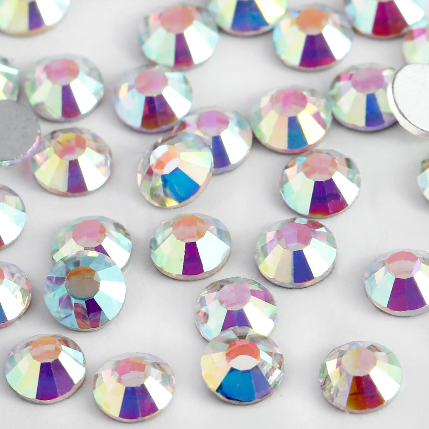 3000PCS SS10 Flatback Rhinestones | 12-Facet Diamond-Cut Glass Gems for Nail Art, Clothing, DIY Crafts |Glue-On Decoration Stones with Silver Backing(Crystal AB)