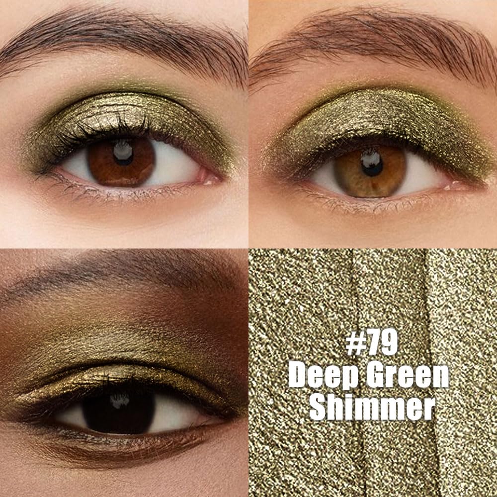 Kaely Cream Eye Shadow Sticks, Deep Green Shimmer Eyeliner Pencil Eyeshadow Palette Makeup, Eye Highlighter Brightener Stick for Older Women Waterproof Pigmented, sombras para ojos, New-79