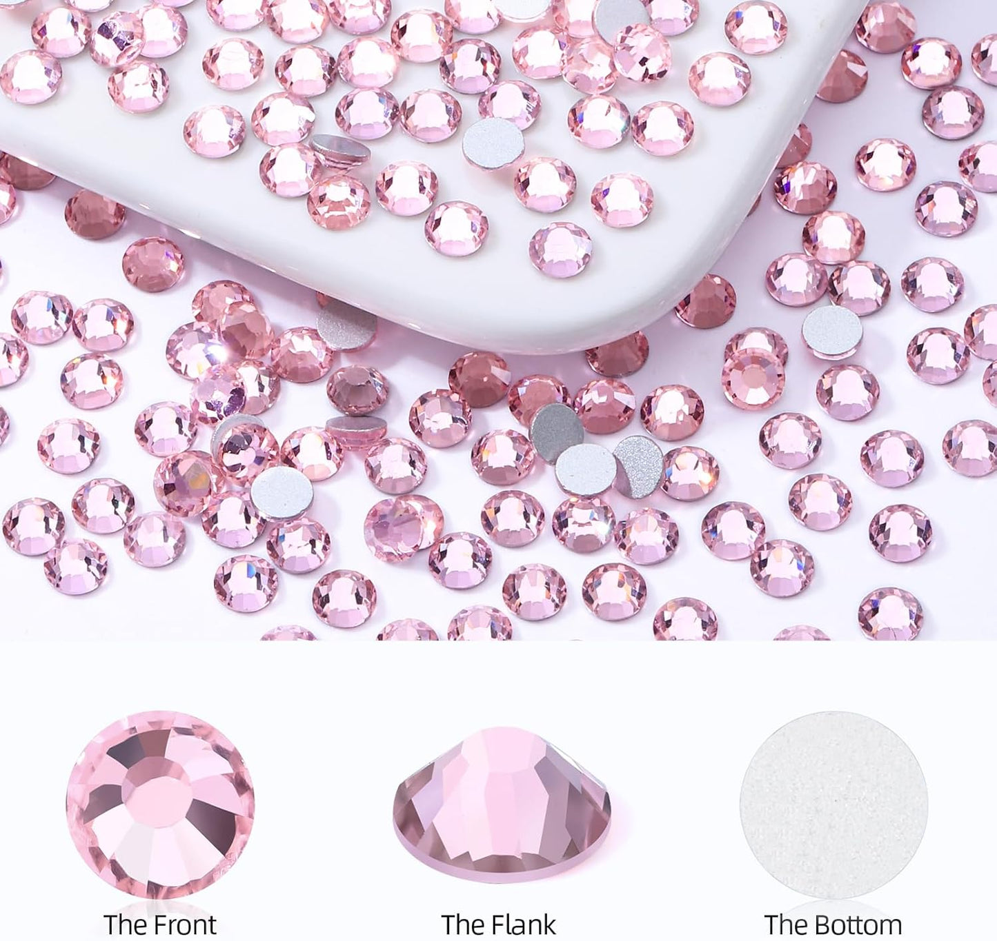 Pink Flatback Rhinestones, Glass Rhinestones for Nail Art and Craft, Glue Fix, Loose Crystal Gemstones(Pink, SS30, 288pcs, 6.4-6.6mm)