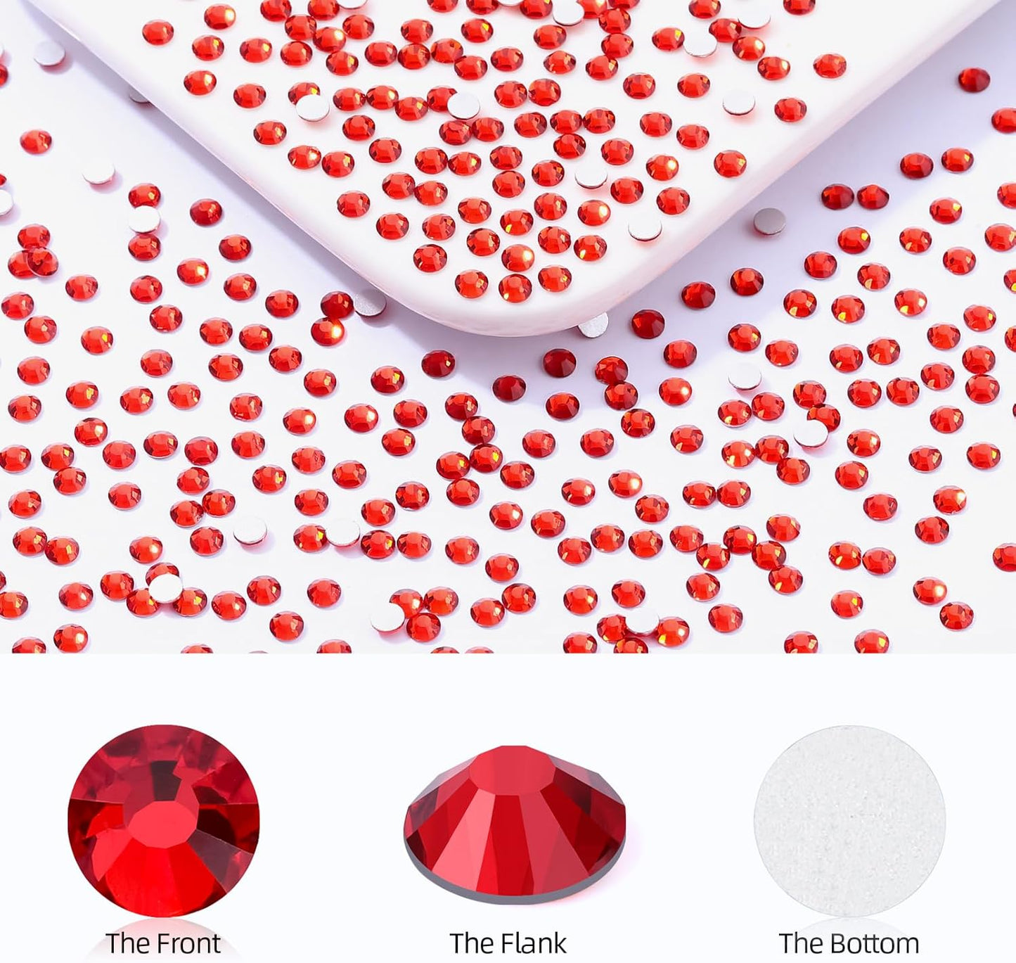 Red Flatback Rhinestones, Glass Rhinestones for Nail Art and Craft, Glue Fix, Loose Crystal Gemstones(Red, SS4, 2880pcs, 1.5-1.7mm)
