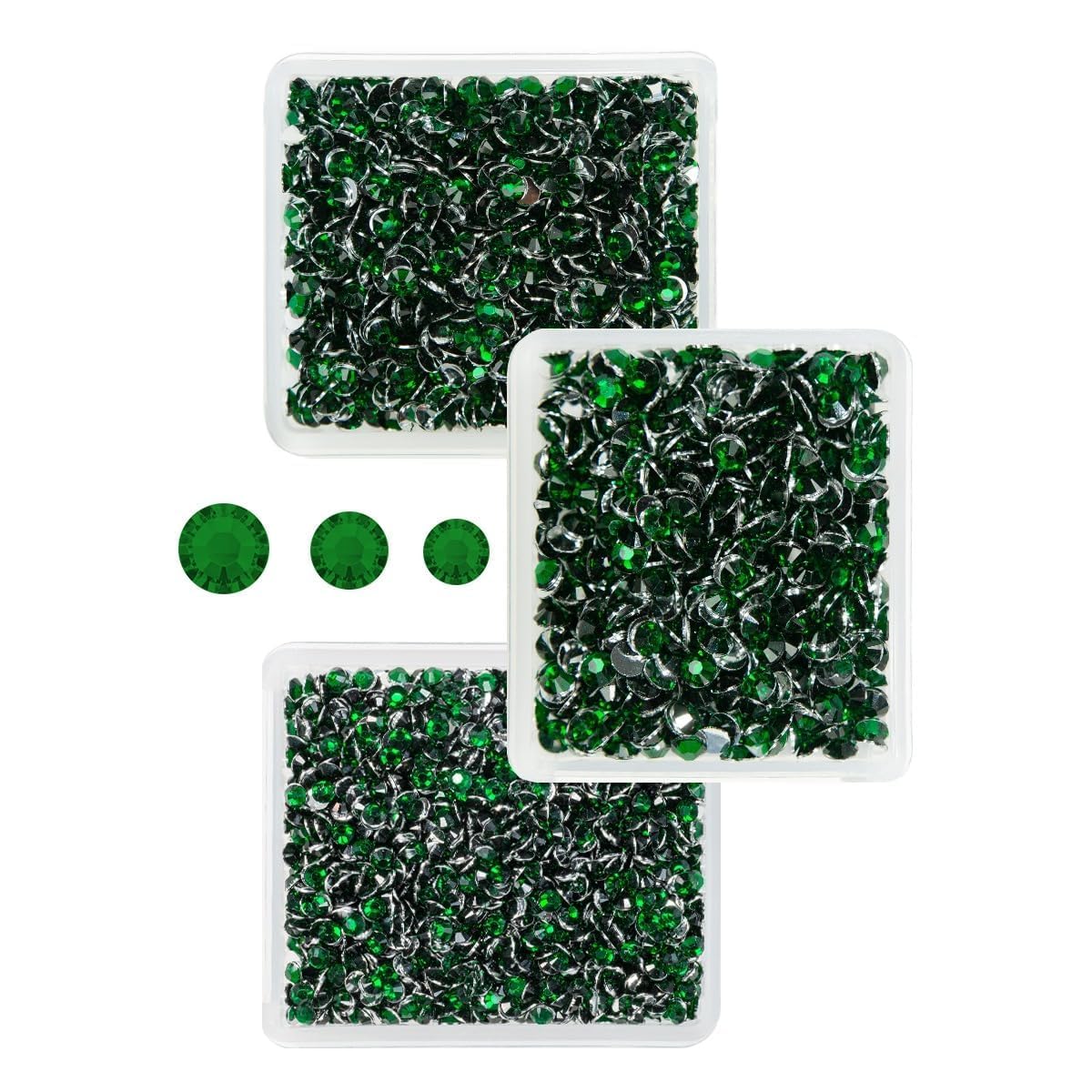 Emerald Green Crystal Resin Rhinestones for Crafting 3mm 4mm 5mm Dark Green Flatback Stones Non-Hotfix Stones Diamonds Crystals Gems Charms for Nails Face Eyes Makeup Body Tumblers DIY Crafts