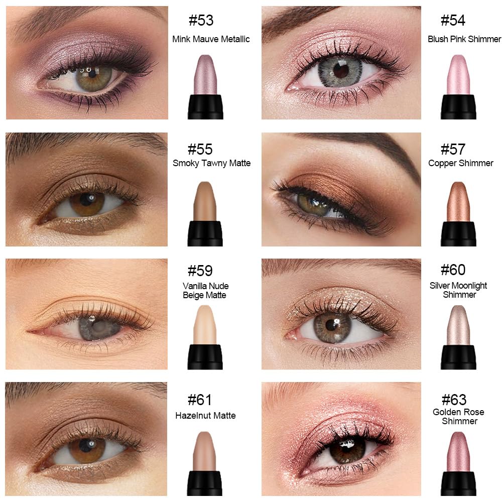 8Pcs Cream Eye Shadow Sticks Makeup for Women, Matte Shimmer Eyeliner Pencil Eyeshadow Brightener Stick for Eyes, Waterproof Eyeshadow Applicator Blendable sombras para ojos Set09#