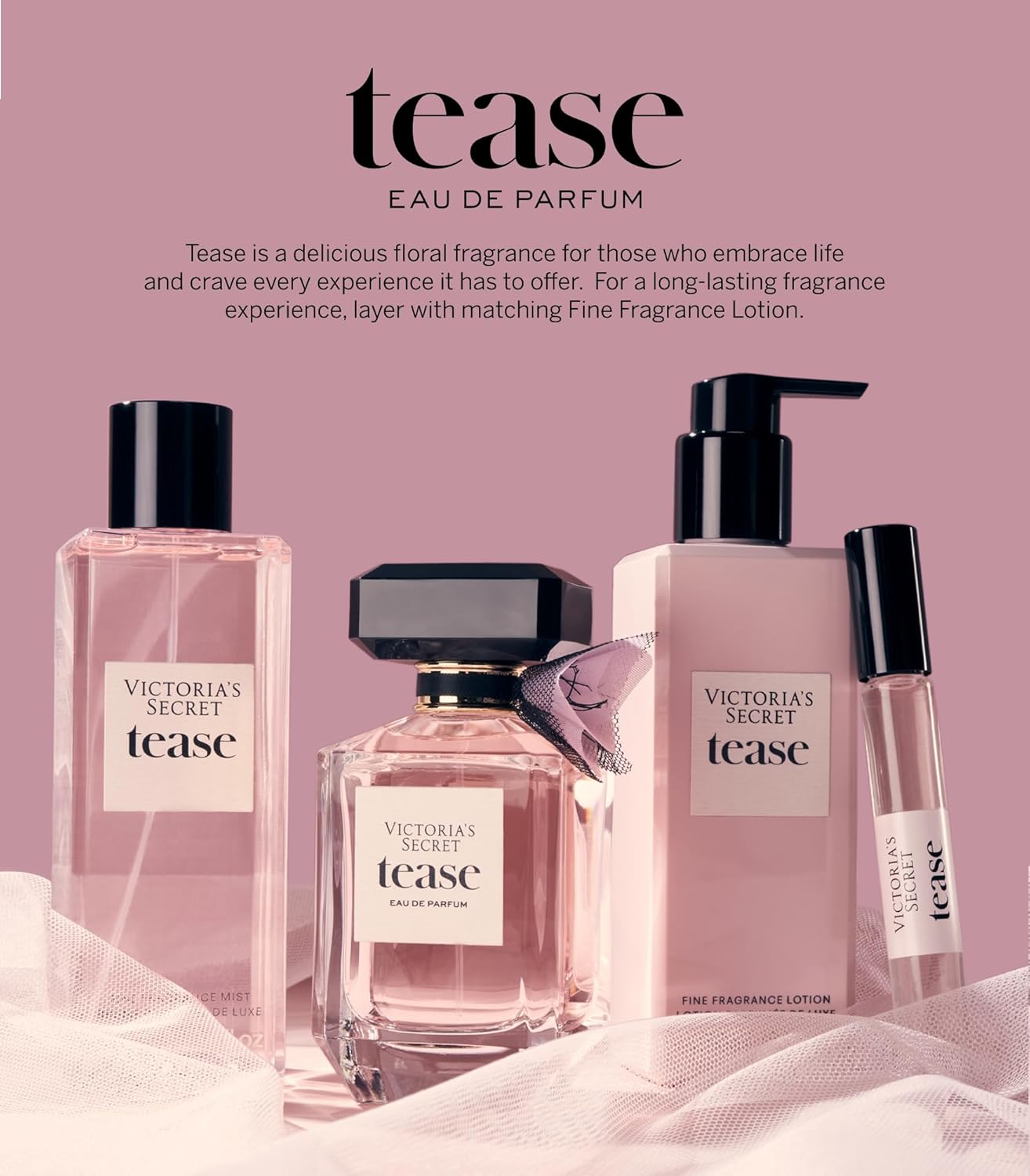 Victoria's Secret Tease Eau de Parfum Travel Spray, Notes of White Gardenia, Anjou Pear & Black Vanilla, Mini Perfumes for Women (0.23 oz)