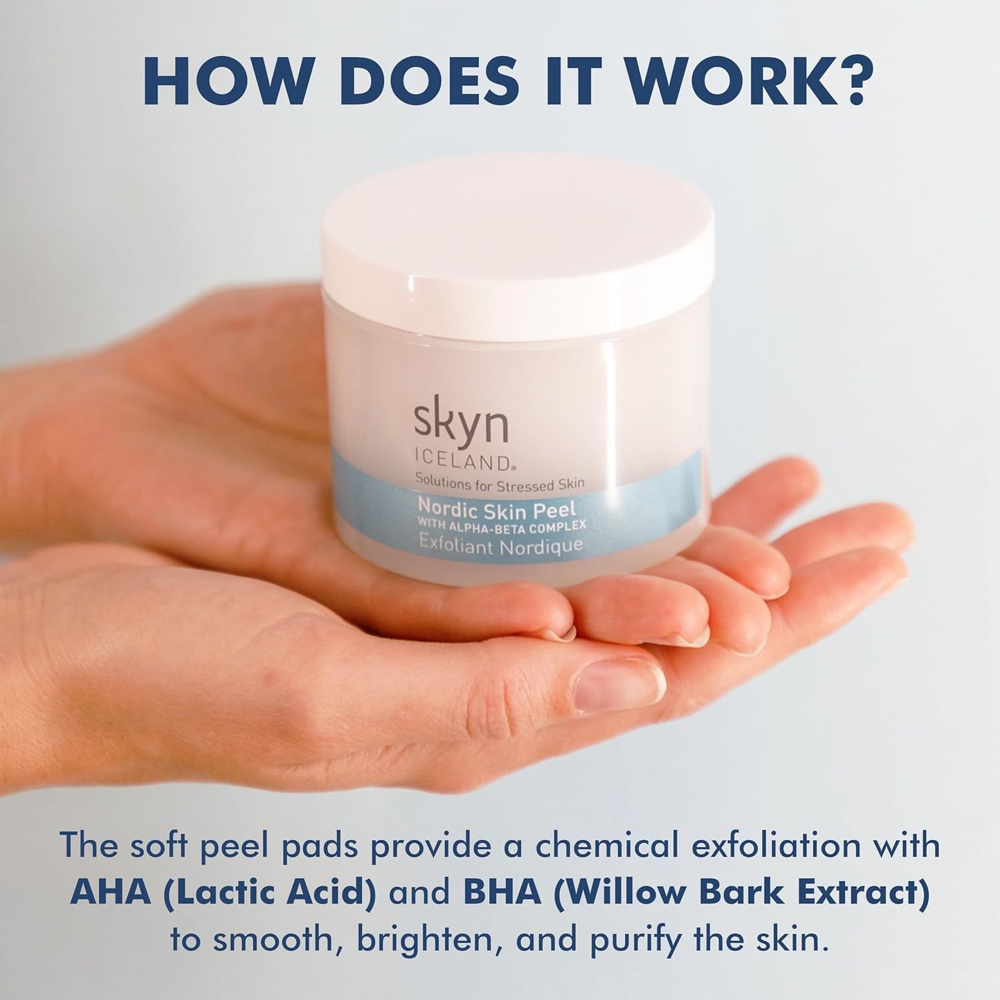 Skyn ICELAND Nordic Facial Peeling Pads With AHA and BHA. Exfoliating Toner for Breakout Prone Skin. 60 Pads