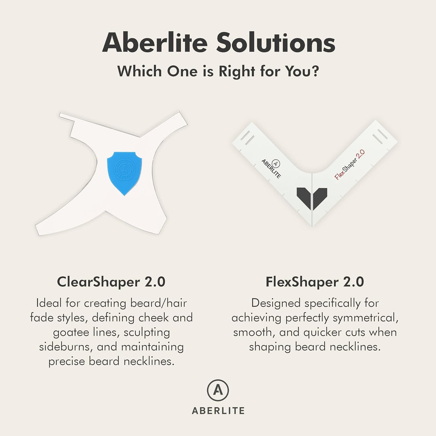 Aberlite FlexShaper 2.0 - Beard Shaper for Men - Hands-Free & Flexible Neckline Guide - Beard Trimmer Tool - Lineup Stencil Kit - White