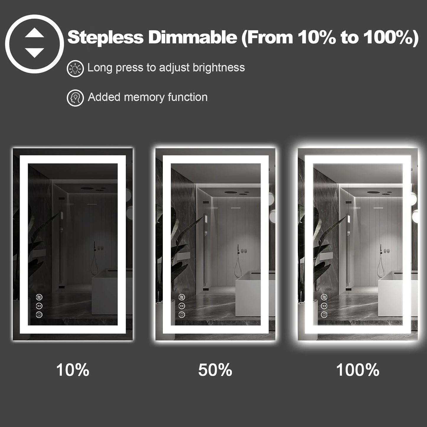 Amorho LED Bathroom Mirror 72" X32" with Front and Backlight, Large Dimmable Wall Mirrors with Anti-Fog, Shatter-Proof, Memory, 3 Colors, Double LED Vanity Mirror