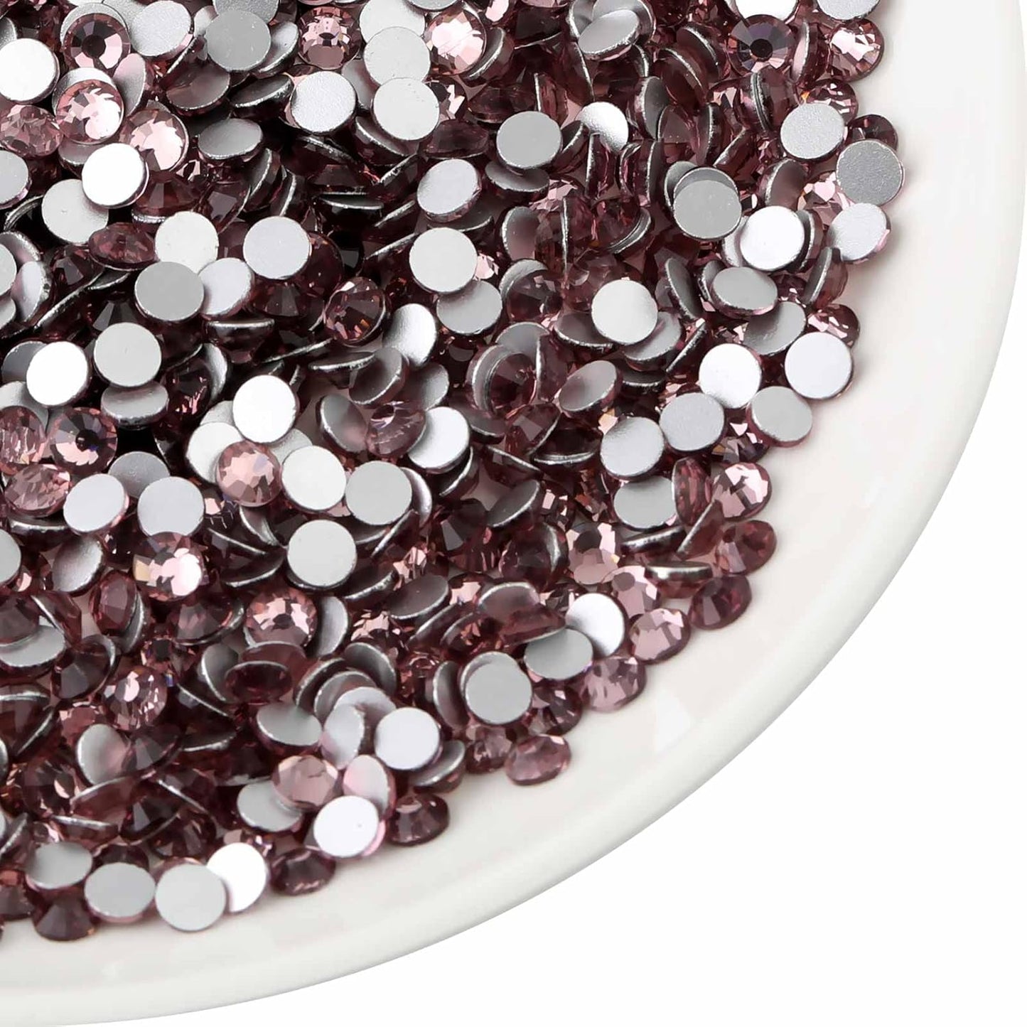 beadsland Flat Back Crystal Rhinestones Round Gems for Nail Art and Craft Glue Fix,Light Purple (2.7-2.8mm) SS10/1440pcs