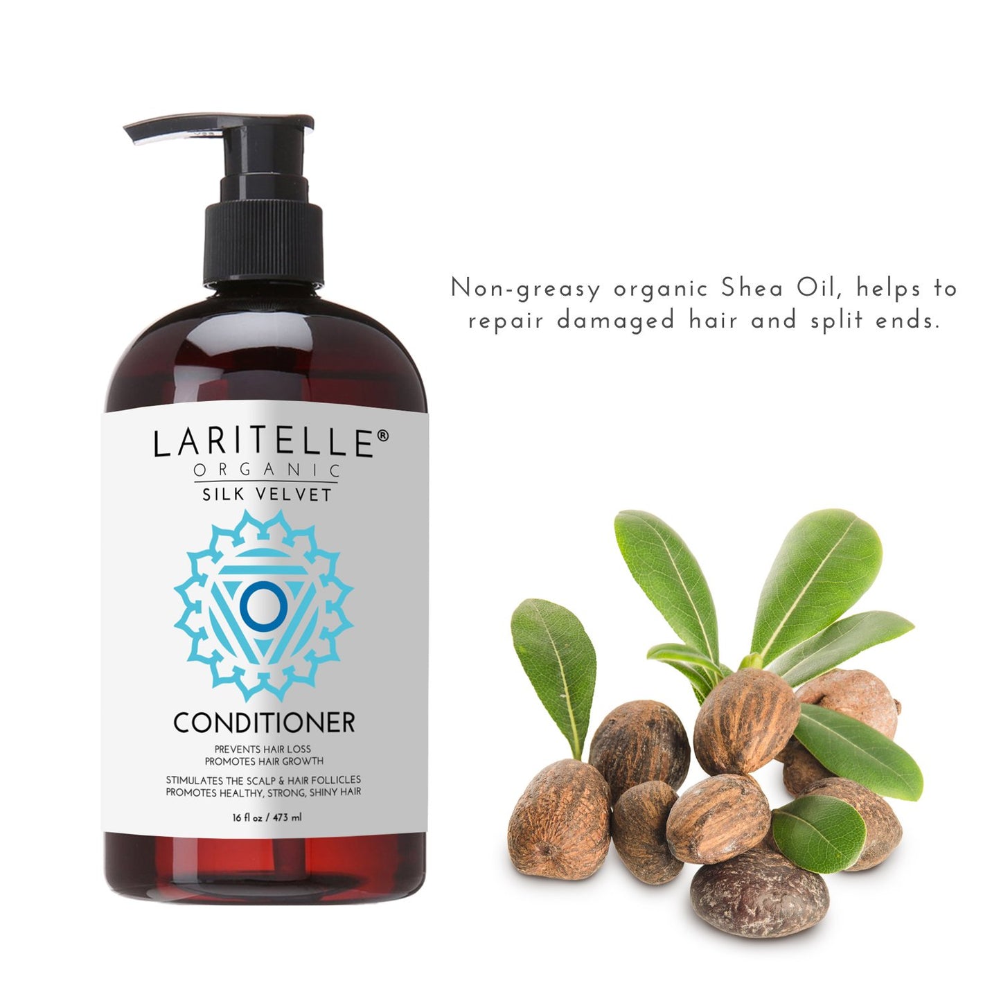 Organic Conditioner 16 oz | Organic Prunella, Sesame, Flaxseed, Shea + Keratin + Biotin + Renewing Hair Growth Rosemary, Geranium, Myrtle, Ravintsara, Chamomile and Laurel Leaf | GF