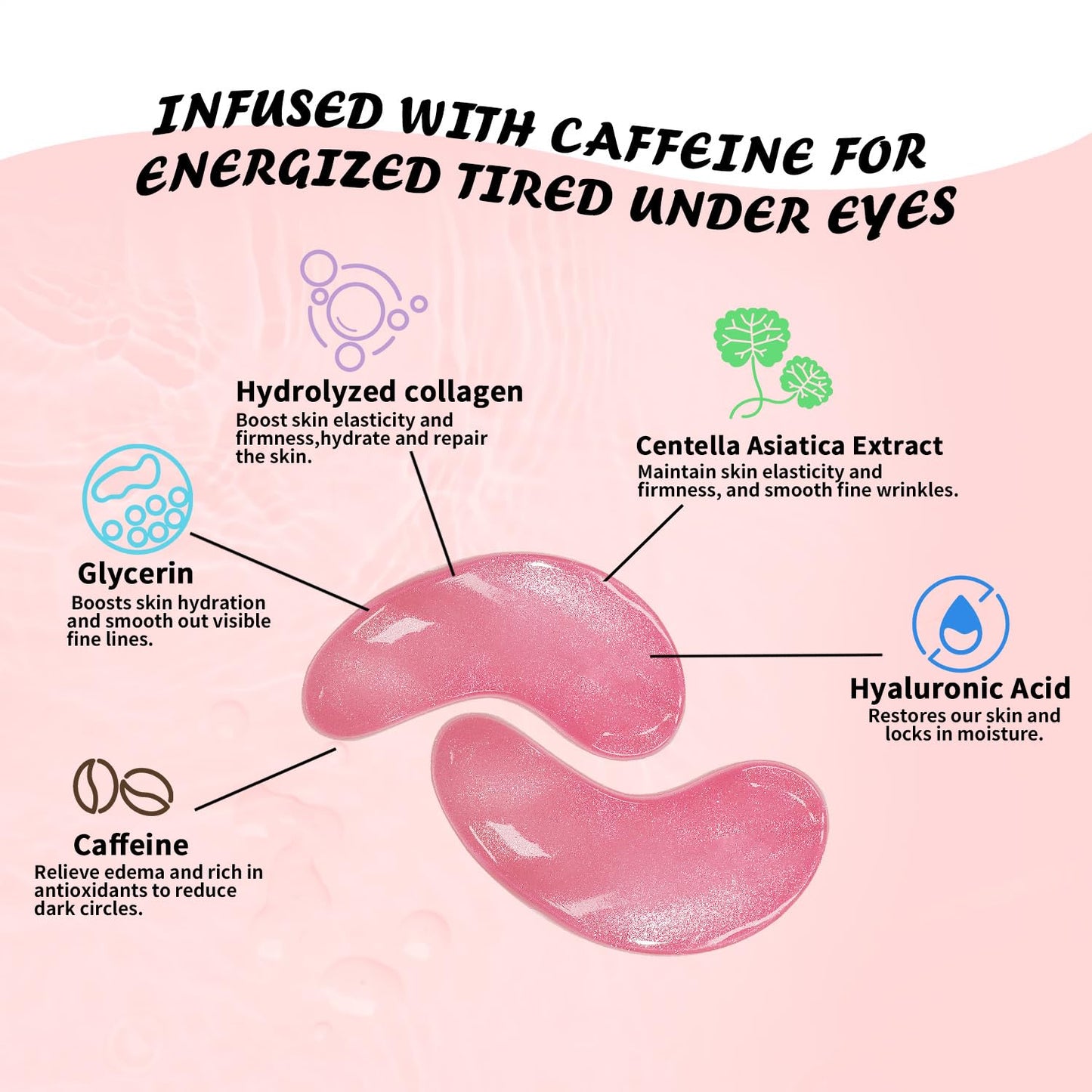 Under Eye Patches (8 Pairs), Caffeine Eye Masks for Dark Circles Puffy Eyes Undereye Bags, Collagen Eye Patches for Wrinkles and Puffiness, Skin Care Gift for Her