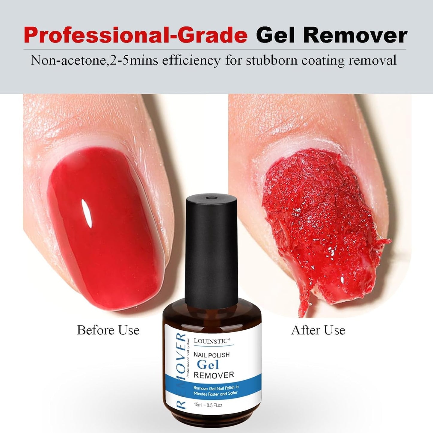 LOUINSTIC Gel Nail Remover - 1 PC,Fast Acting, No Soaking or Wrapping,2-5 Minutes to Easily Remove Gel Nail Polish,Gentle on Nails, Portable Design, Ideal for Home Nail Care Kit