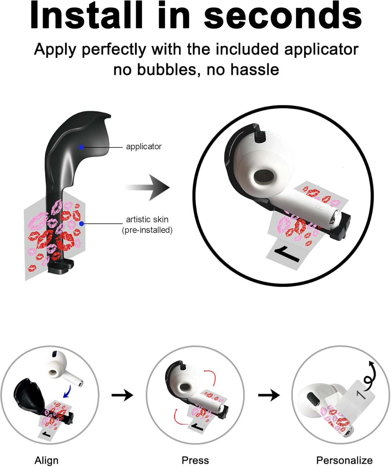 ROCKMAX for Red Rose AirPods Pro 2 Sticker, Elegant Floral AirPods Skins for Earbuds, Compatible to AirPods Pro 2nd Genaration Case Cover, Ideal for Fashion Women and Teenagers, with Cleaning Kit