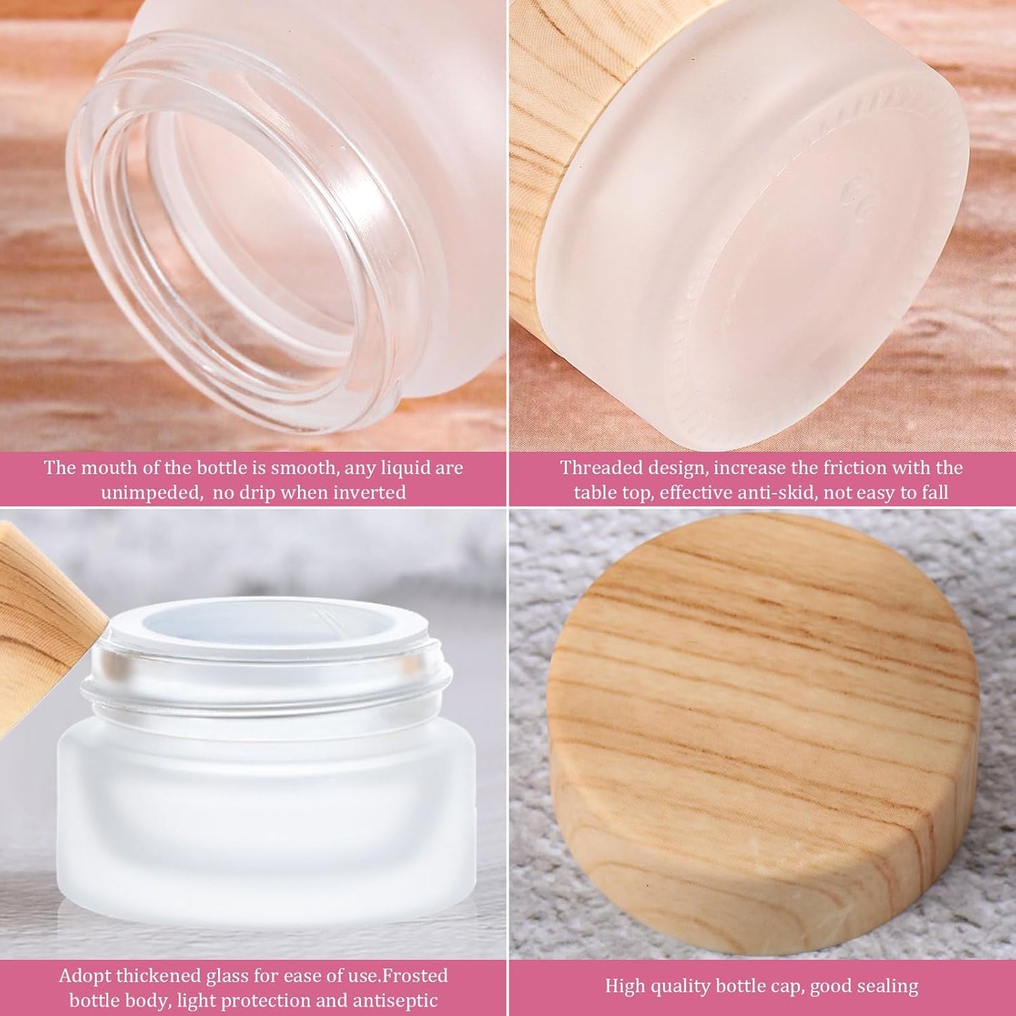 Geiserailie 60 Pieces Glass Cosmetic Containers Empty Sample Jars with Leak Proof Lids Makeup Sample Containers for Lotion Cream Cosmetic (5 Gram)