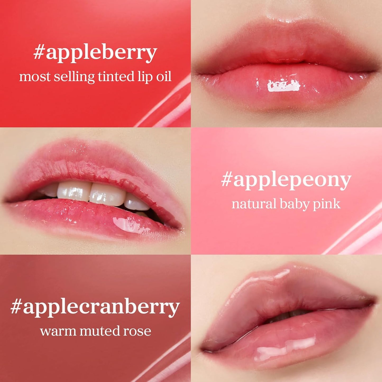 NOONI Korean Lip Oil Gift Set - Apple Seed Lip Oil Trio | Korean Lip Stain Long Lasting Hydration, Moisturizing, Glowing Korean Lip, Plumping, Holiday Christmas Travel Size Mini Set 0.12 Fl. Oz. x 3ea