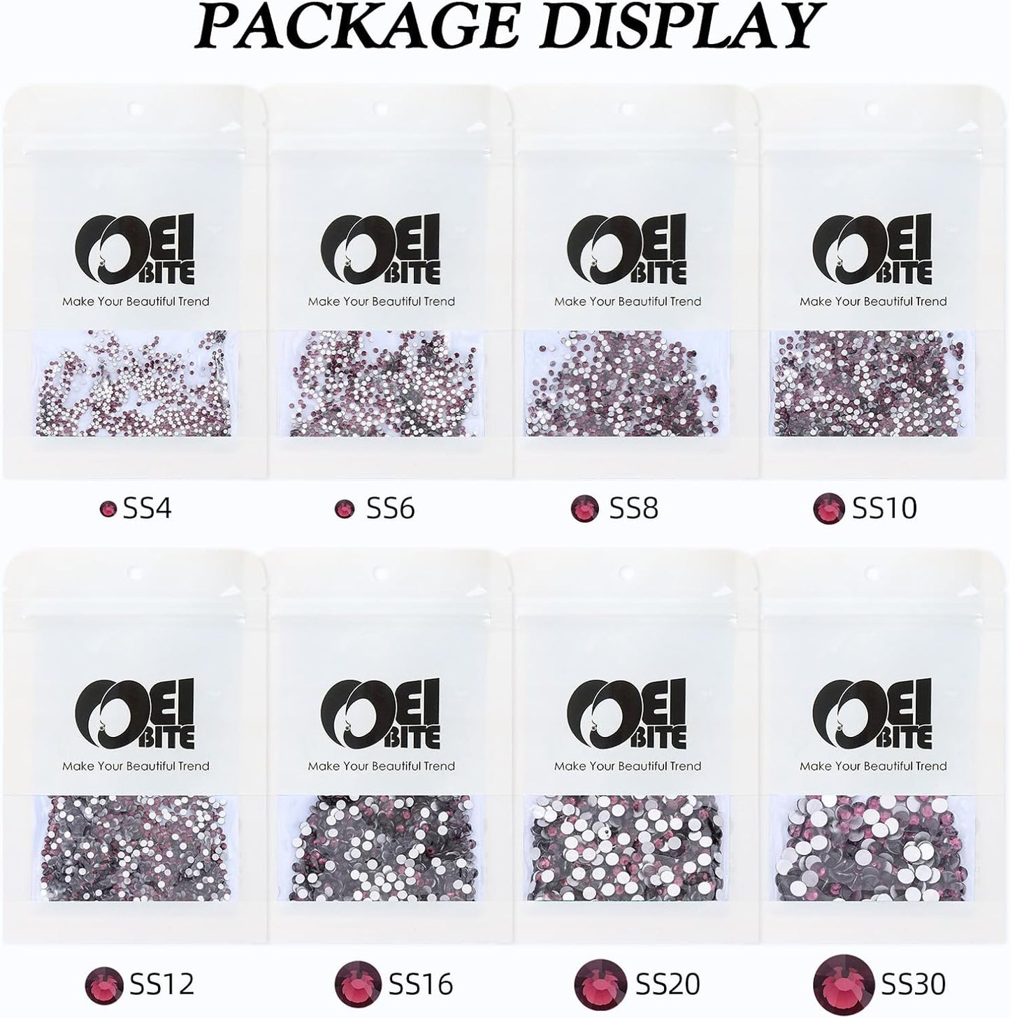 Purple Flatback Rhinestones, Glass Rhinestones for Nail Art and Craft, Glue Fix, Loose Crystal Gemstones(Purple, SS30, 288pcs, 6.4-6.6mm)