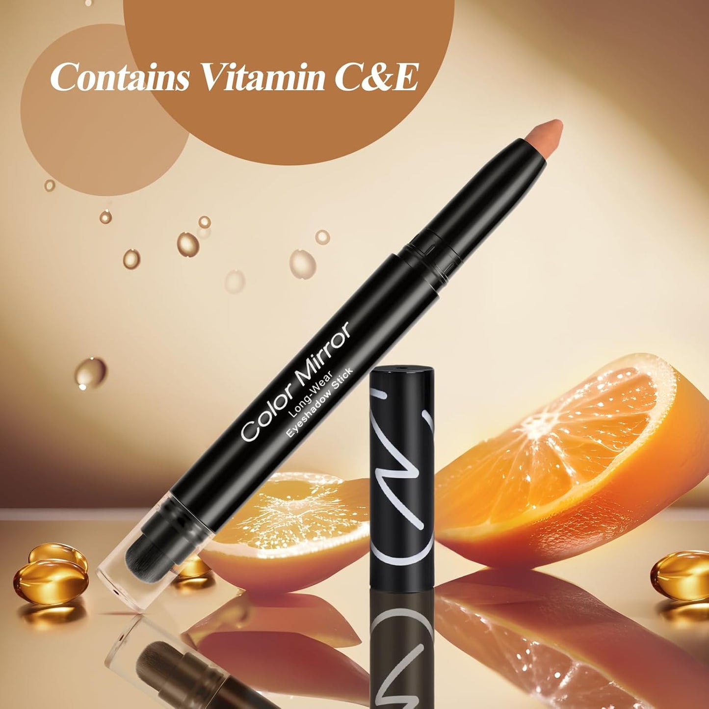 Longwear Cream Eye Shadow Sticks(41 Camel Matte), Smudge-Proof, Waterproof Eyeshadow,Silky Formula Glitter With Makeup Brush,Nude Eyeshadow Stick
