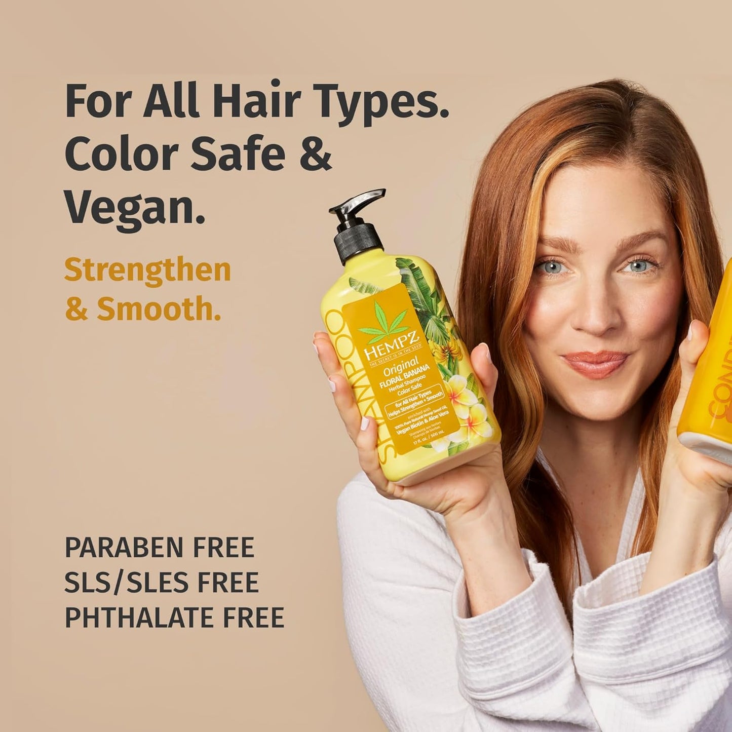 Hempz Biotin Hair Shampoo - Original Light Floral & Banana - For All Hair Types Growth & Strengthening of Dry, Damaged and Color Treated Hair, Hydrating, Softening, Moisturizing - 17 Fl OZ