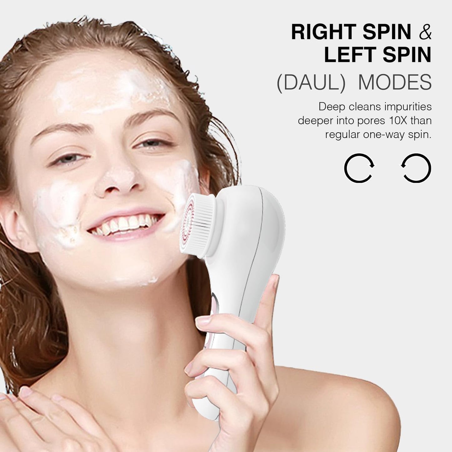 Face Scrubber Exfoliator,Facial Cleansing Brush Rechargeable IPX7 Waterproof with 5 Brush Heads,Electric Face Spin Brush for Exfoliating, Massaging and Deep Cleansing