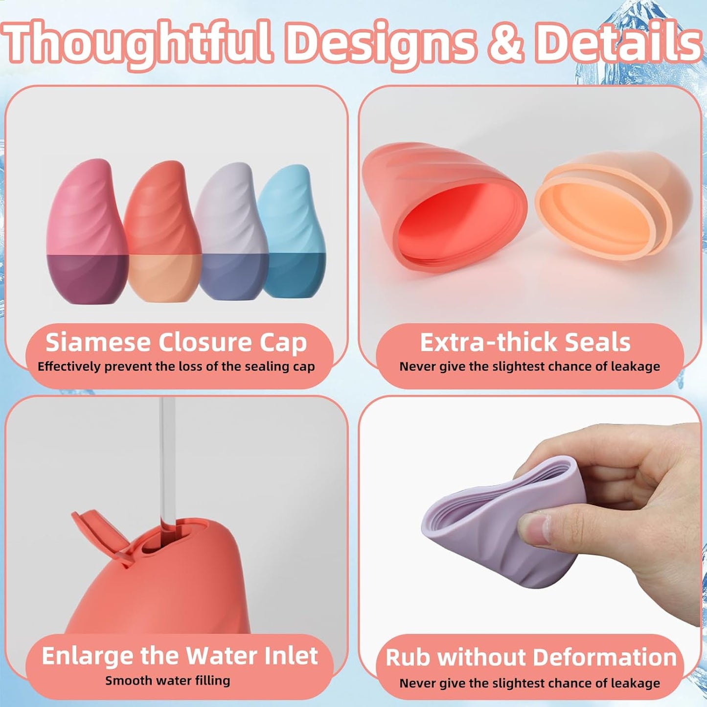 Silicone Facial Ice Cube Roller Massager, Facial Beauty Care Tool, Reusable Face Ice Mold - Brighten Skin, Reduce Puffiness for Face & Eyes (Purple)