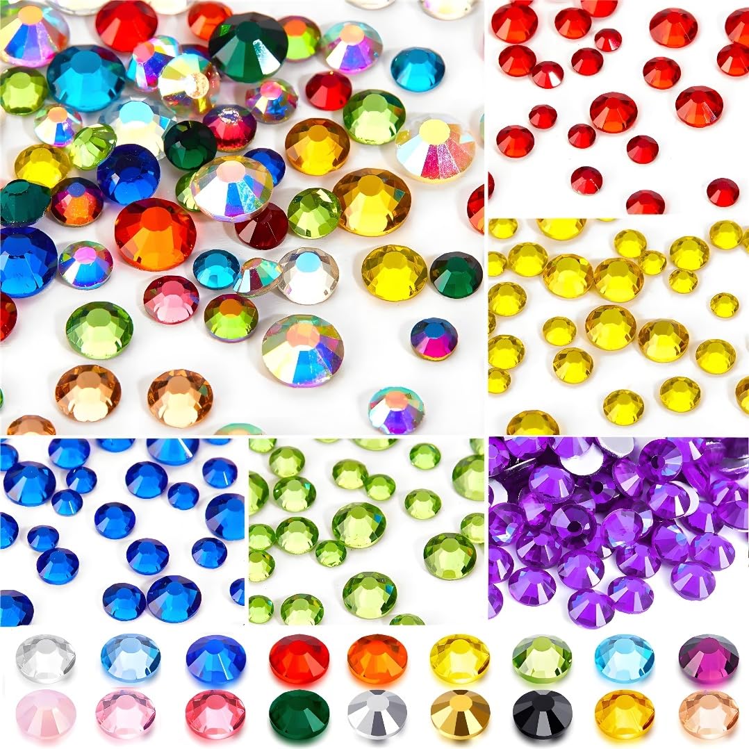 Flatback Rhinestones Round Gems for Nails Art and Crafts 4000Pcs SS6 2mm Glitter Crystals Stone DIY Bags Clothes Shoes (Grape Purple)