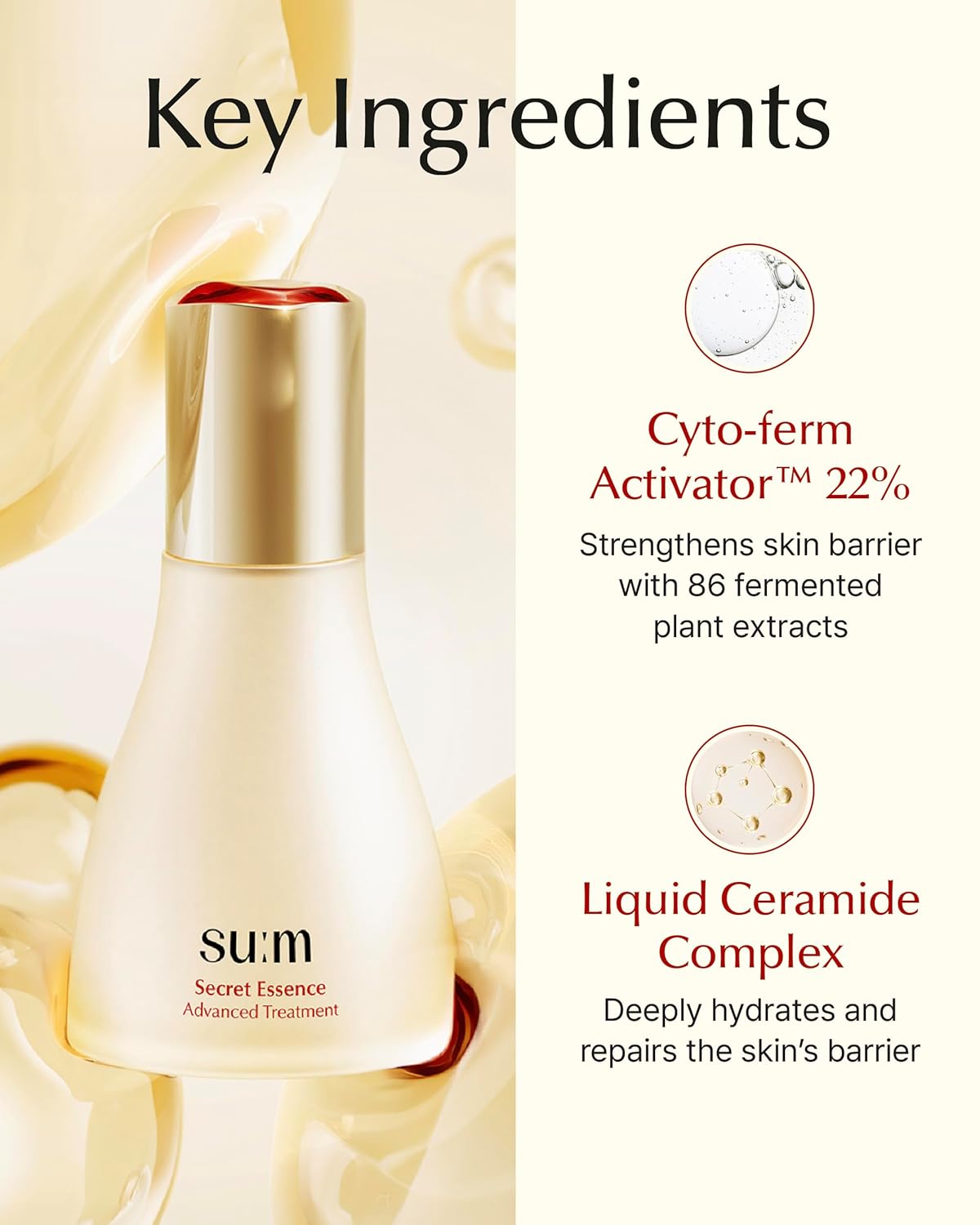 SU:M Secret Essence (2.71 fl oz) - Korean skin care, Skin Barrier Repair Hydrating Serum for Face, Moisturizer, Facial Serums