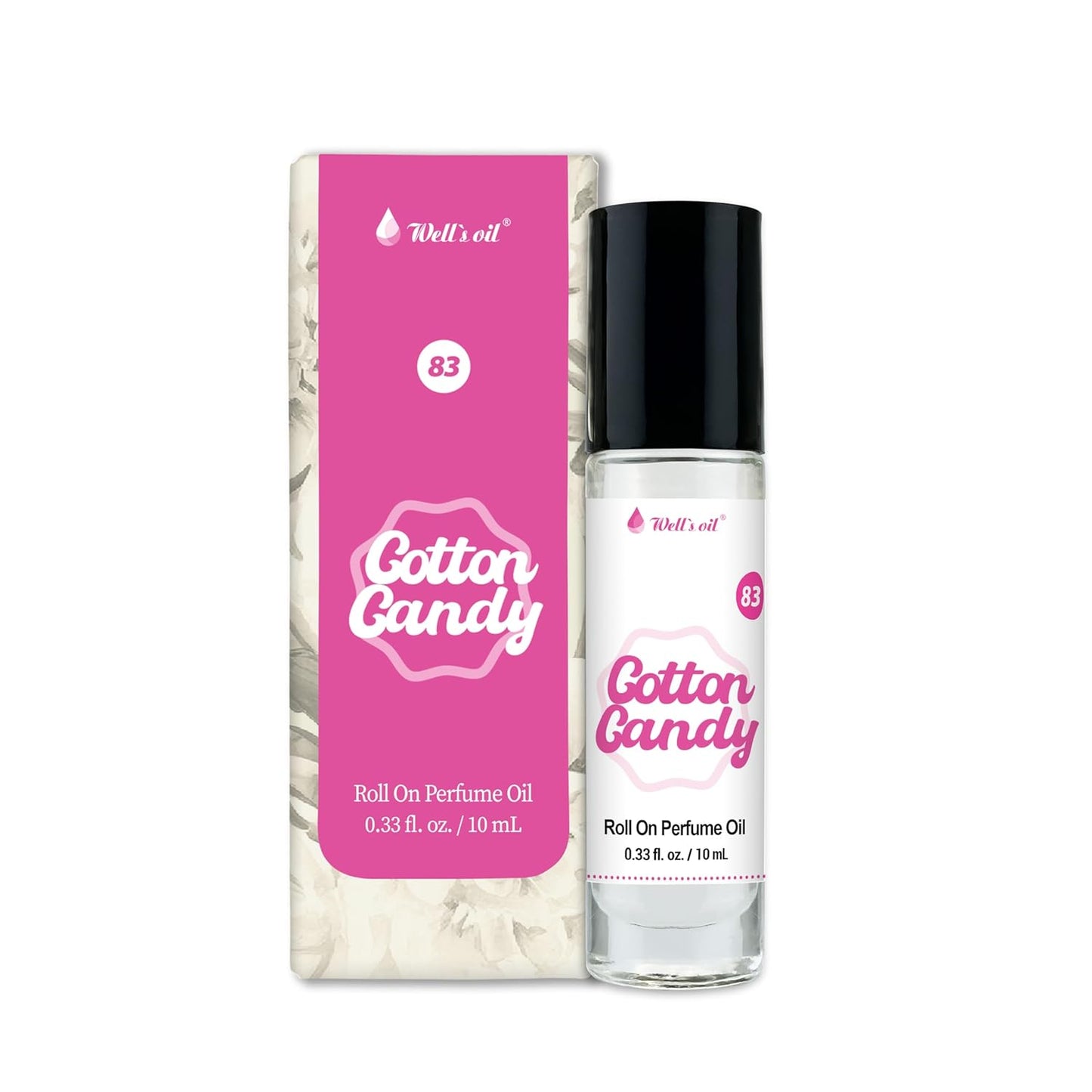 Well's Oil Roll-On Perfume Oil (Cotton Candy) | Sweet Berries Notes | Long-Lasting | Paraben-Free | 0.33 Fl Oz / 10 ml