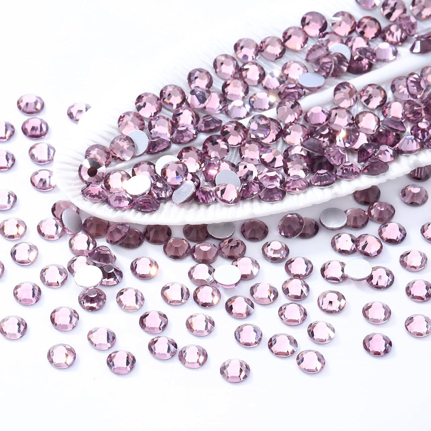 Light Amethyst Flatback Rhinestones, Glass Rhinestones for Nail Art and Craft, Glue Fix, Loose Crystal Gemstones(Lt.Amethyst, SS12, 1440pcs, 2.9-3.0mm)
