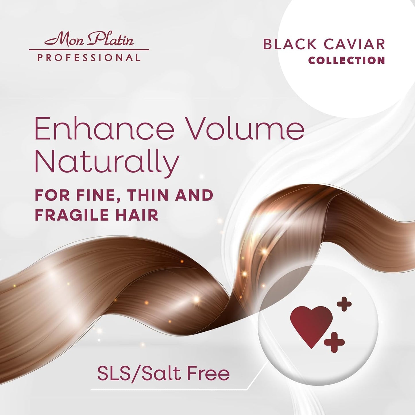 Mon Platin Volumizer Hair Mask, Serum & Shampoo Bundle – Gentle, SLS-Free Formula for Fine, Fragile Hair with Black Caviar & Silk Protein to Boost Volume and Strength Naturally