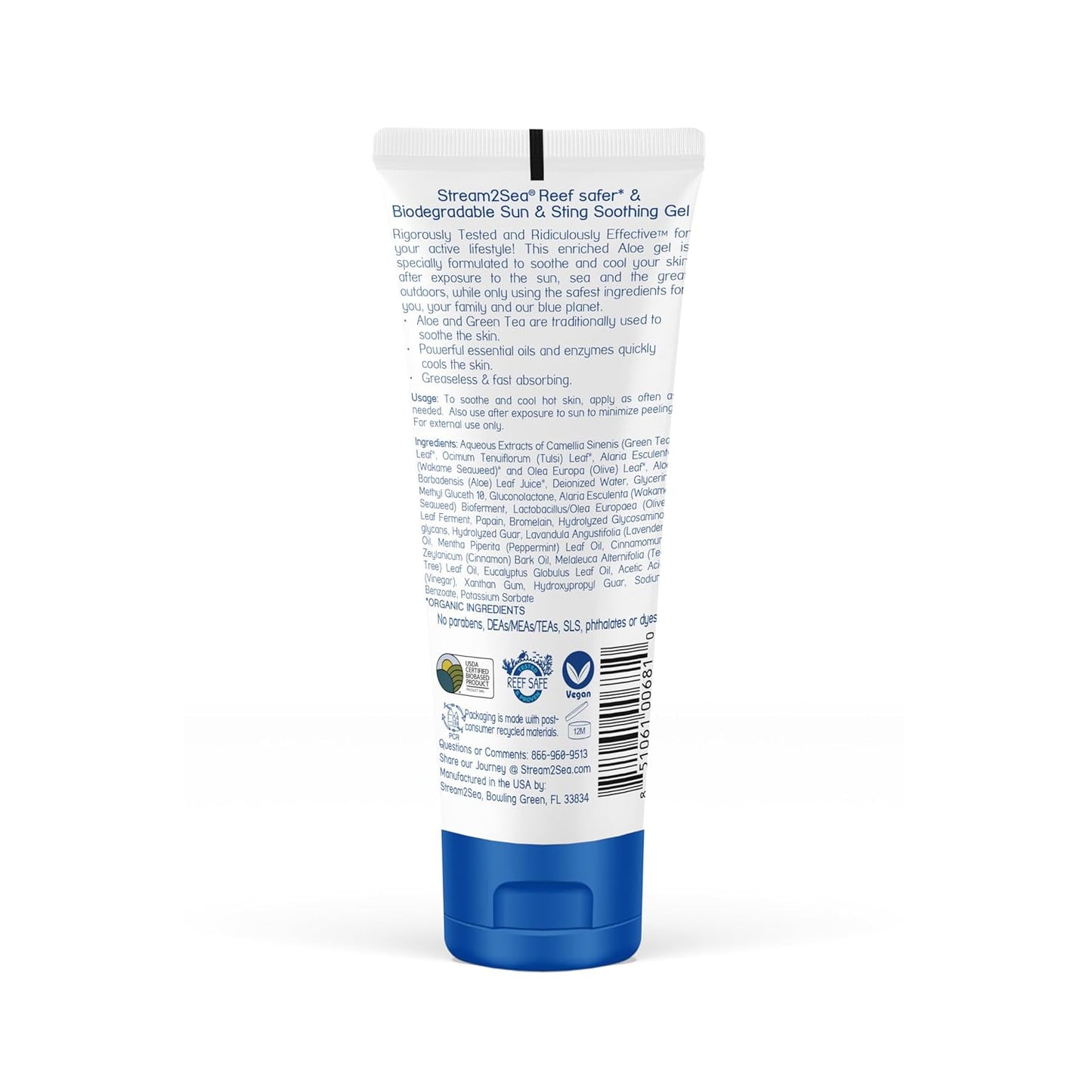 STREAM 2 SEA Sun & Sting Soothing Aloe Gel, Organic Aloe Vera Gel for Face & Body, After Sun Care & Sunburn Relief - Pack of 3