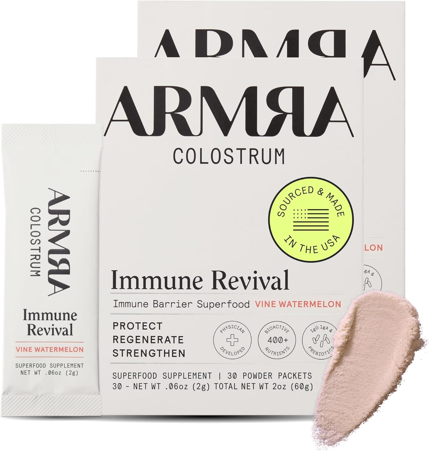 ARMRA Colostrum™ Powder | Vine Watermelon | Gut Health & Bloating | Skin & Hair | Immunity | Keto, Gluten & Fat-Free | 60 Servings