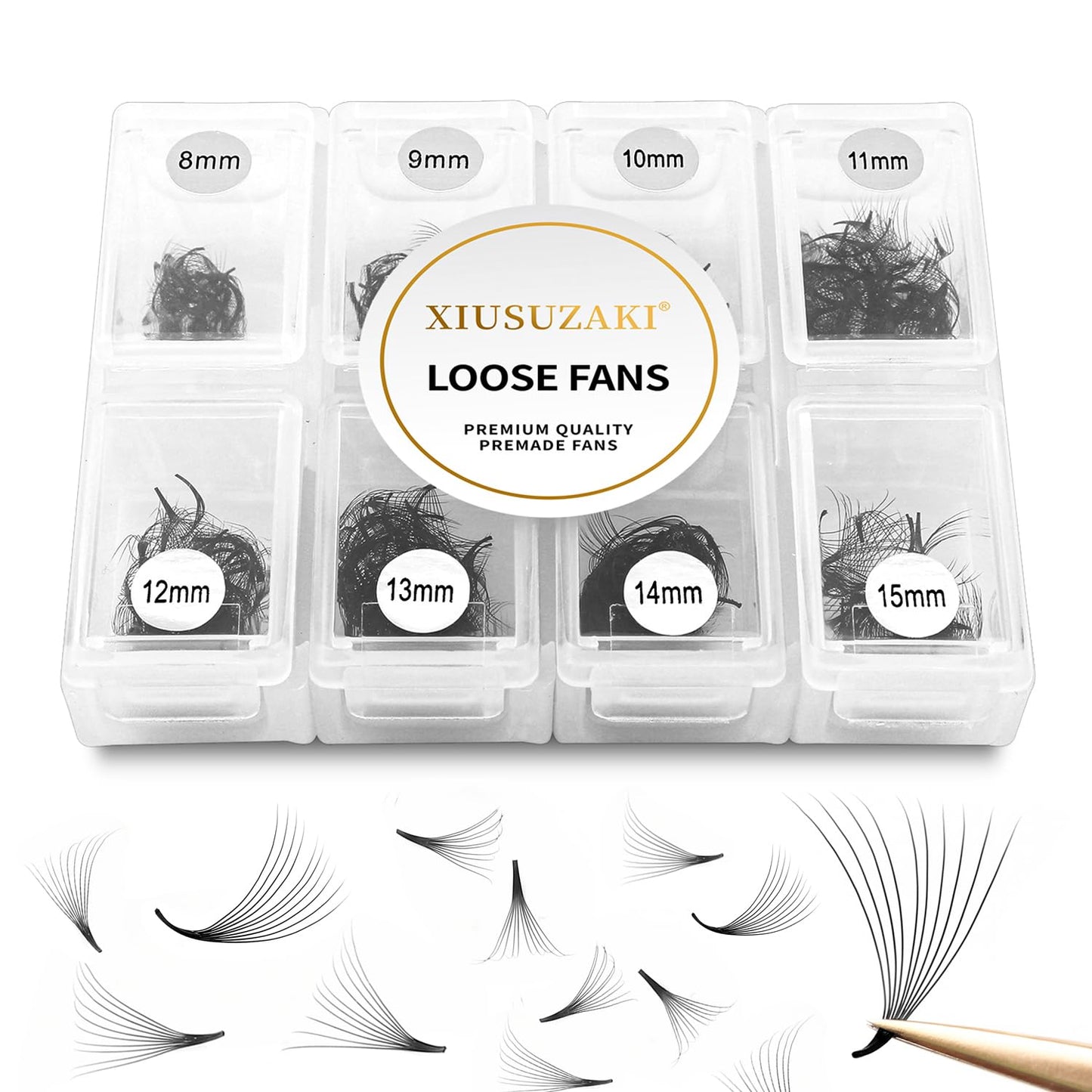 Premade Eyelash Extensions - 600 Fans, 10D, Volume Lash, 0.07 Thickness, D Curl, Mix 8-15mm Fluffy Soft Handmade Loose Fan