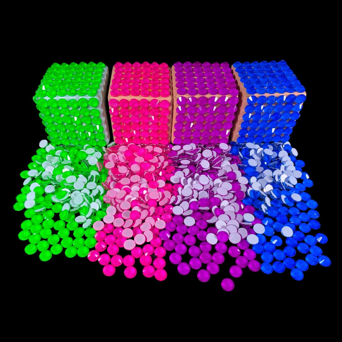 Flatback Glass Rhinestones,Bedazzler Gems 1440pcs Non Hotfix Crystal Rhinestones for Nail Charms Crafts Clothes Tumblers,Green Neon,SS20